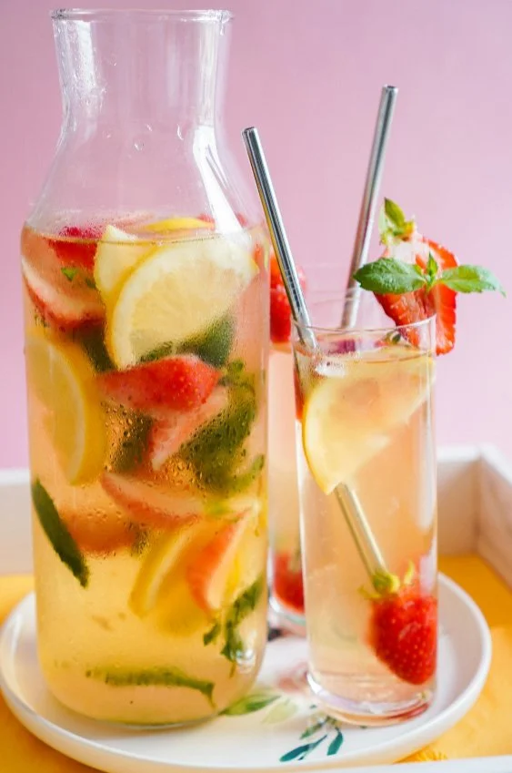 Assorted fruit syrups in squeeze bottles for making fruit tea and flavored drinks