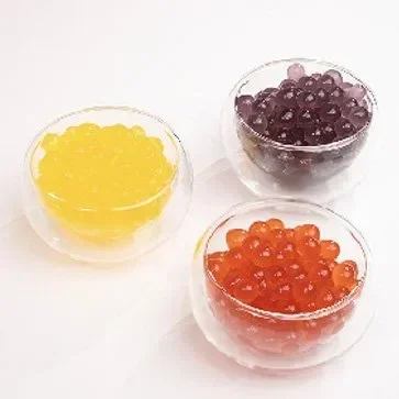 Multicolor juice-filled popping boba toppings for iced teas, sparkling drinks, and signature beverages.