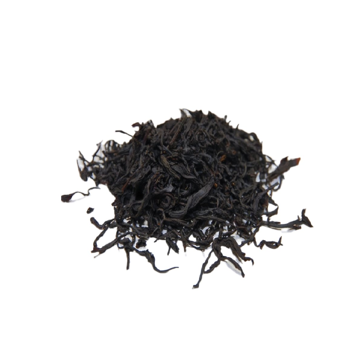 Premium ruby red black tea loose leaves with glossy texture and deep aroma.