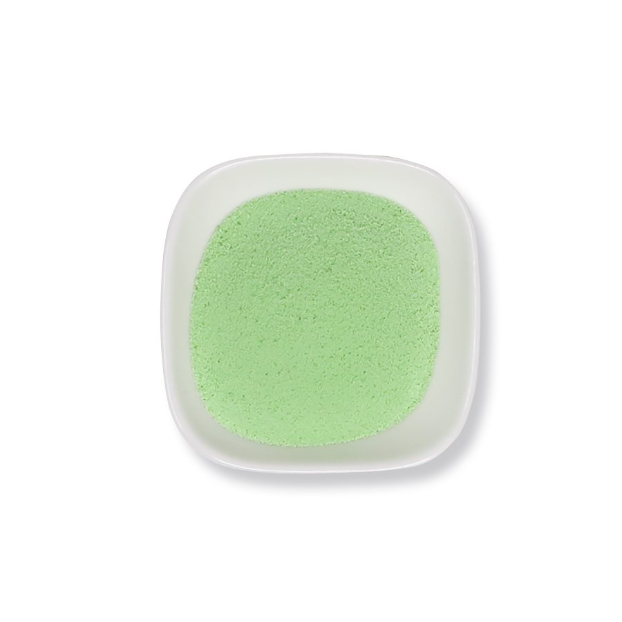 Light green honeydew powder with fresh fruity flavor, great for summer drinks and dessert bases.