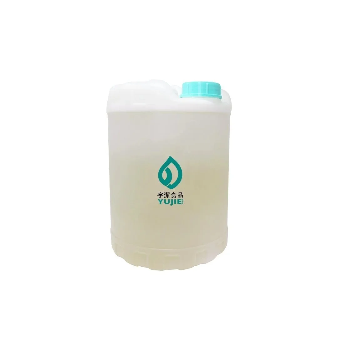 Clear barrel of liquid cane sugar with green cap – no volume labeling.