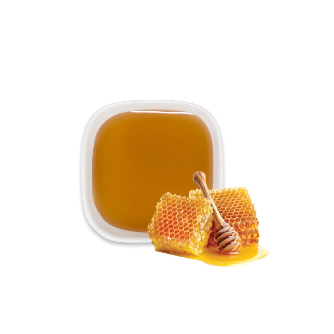Longan honey syrup with honeycomb – golden amber color and sweet aroma.