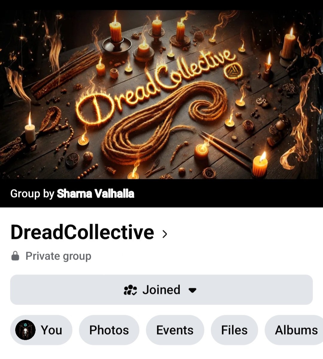 Decorative display featuring the word 'DreadCollective' written in glowing, fiery script with candles, cinnamon sticks, and scattered spices on a dark wooden surface.