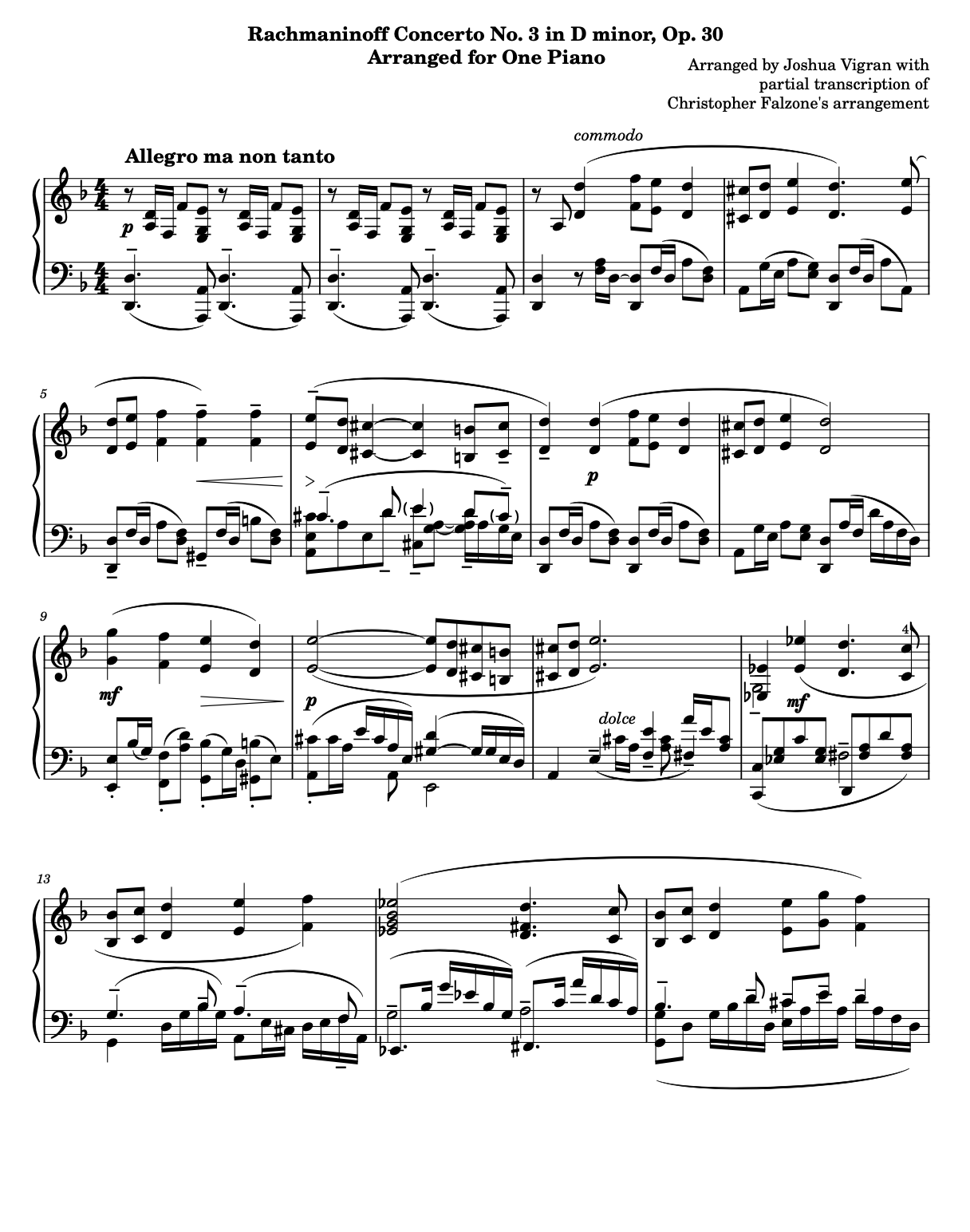 Rachmaninoff Concerto No. 3 for Solo Piano - Movement I - Allegro ma non tanto ["Urtext" Minimal Edition]