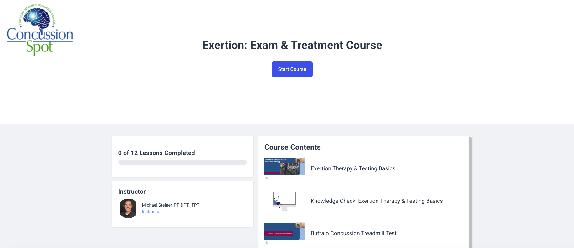 Exertion: Exam & Treatment Course