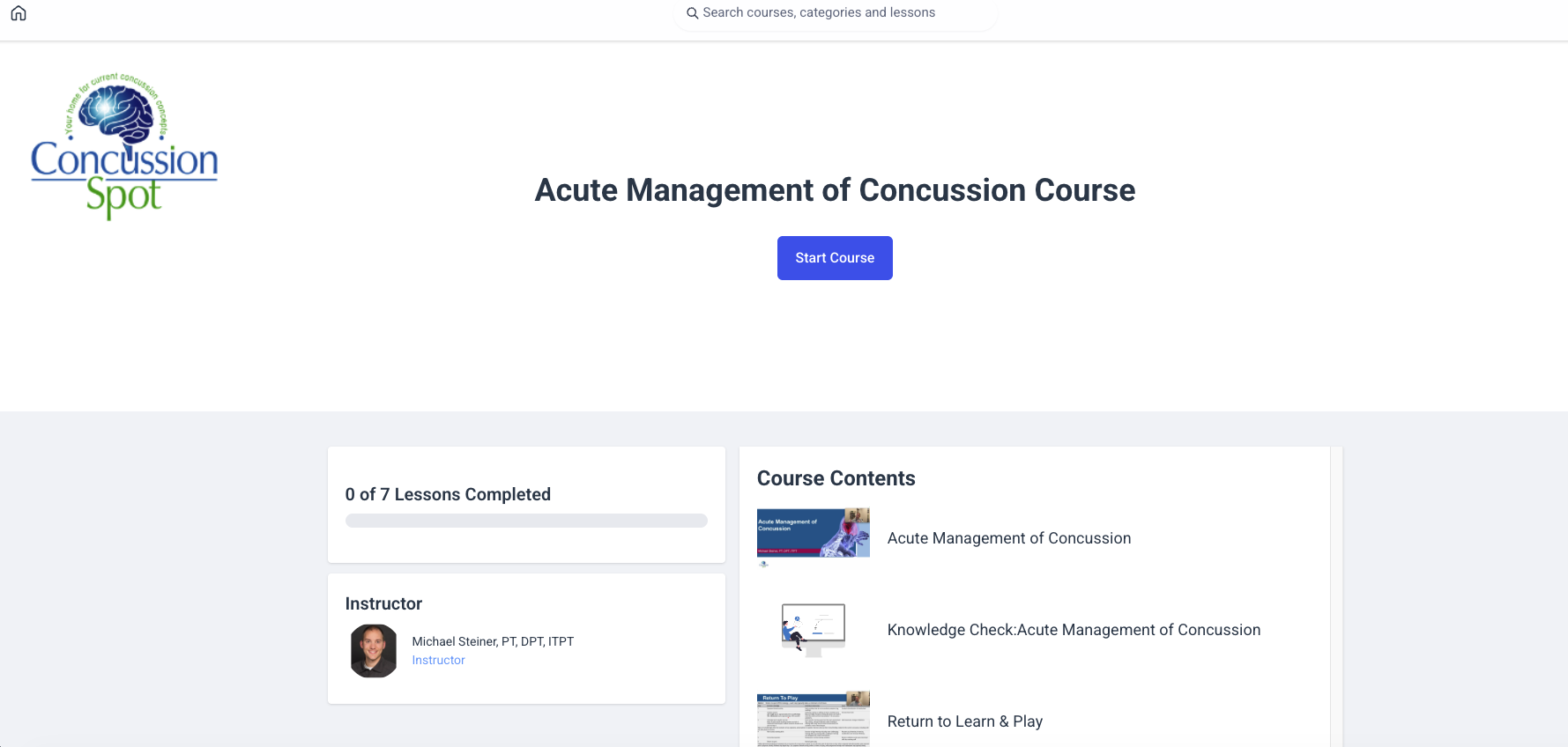 Acute Management of Concussion Course