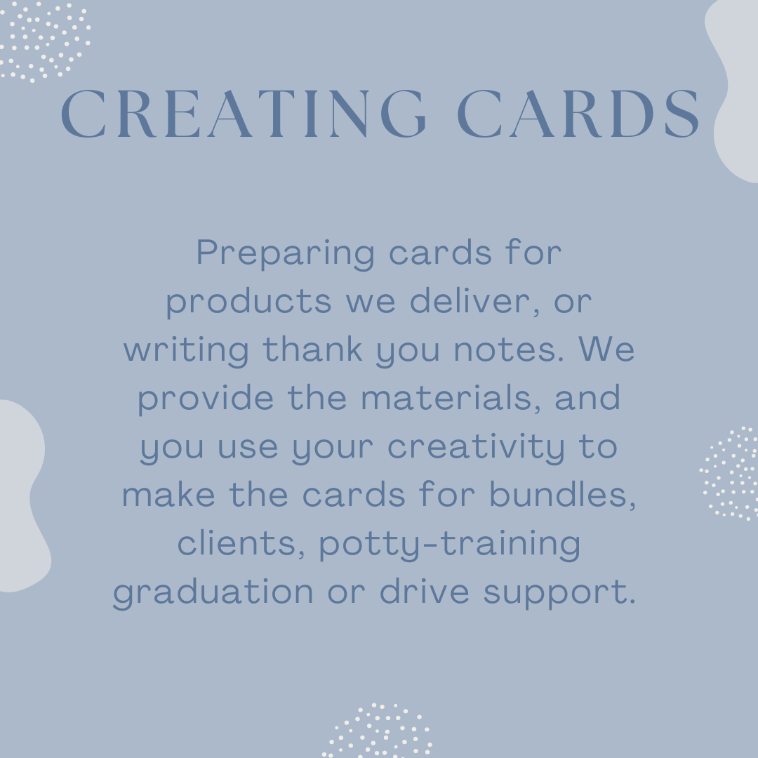 This image describes a volunteer opportunity to create cards.