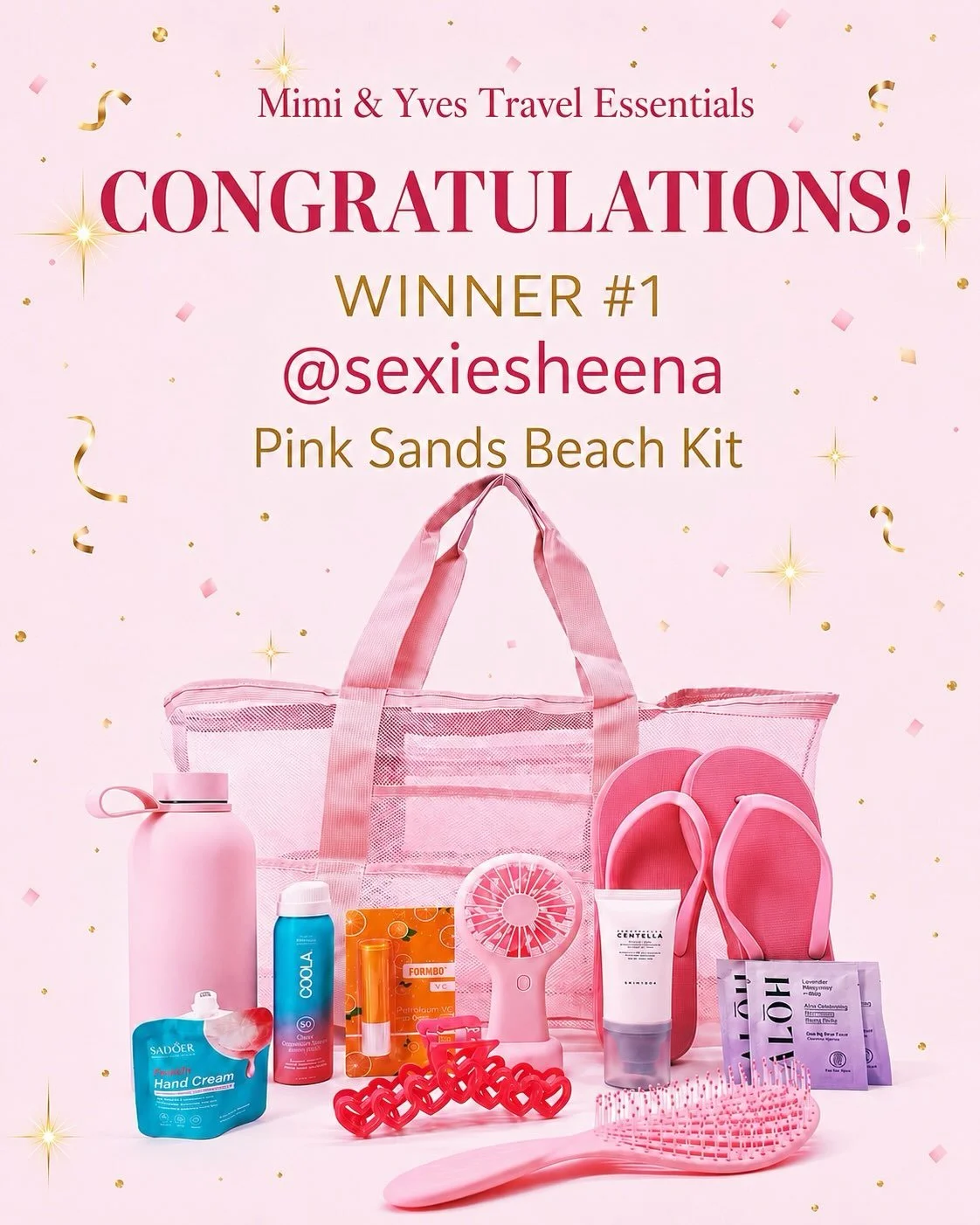 🎉 Congratulations to the three winners of our Pink Sands Beach Kit Giveaway! 💕🏖️

✨ Winner #1: @sexiesheena
✨ Winner #2: @m.arilena
✨ Winner #3: @gloria.amezquita.923

Winners, please check your DMs and reply with your information so we can prepar