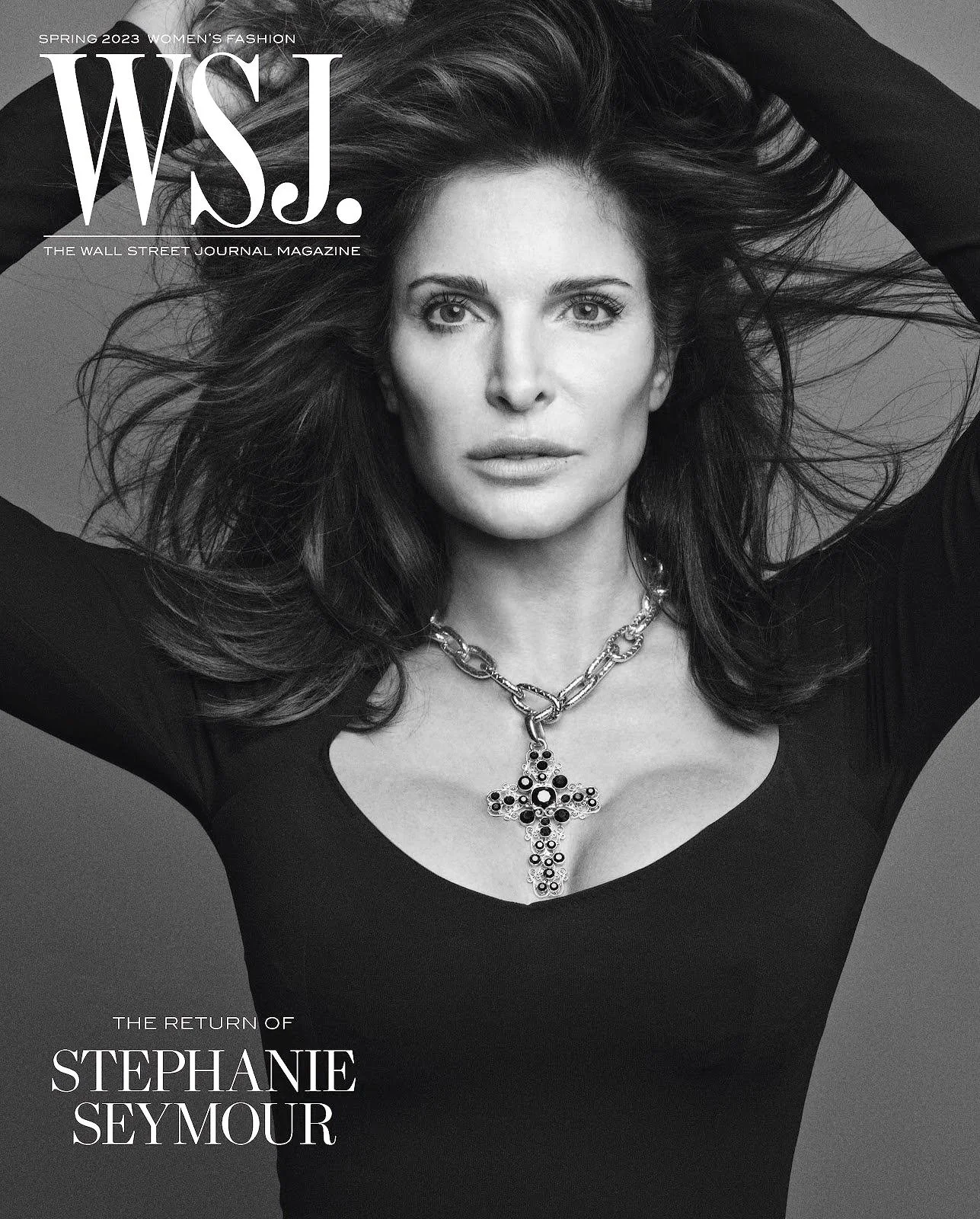 Stephanie Seymour in the cover of WSJ tailored by WHAE NY
