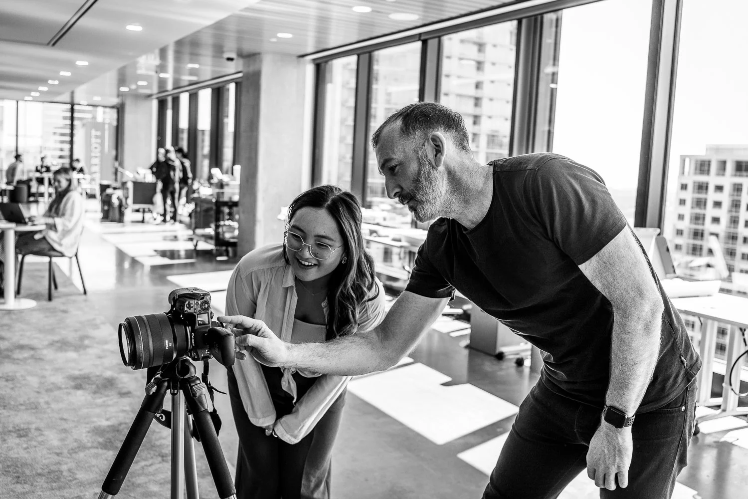 David Price directing an actor during a headshot session