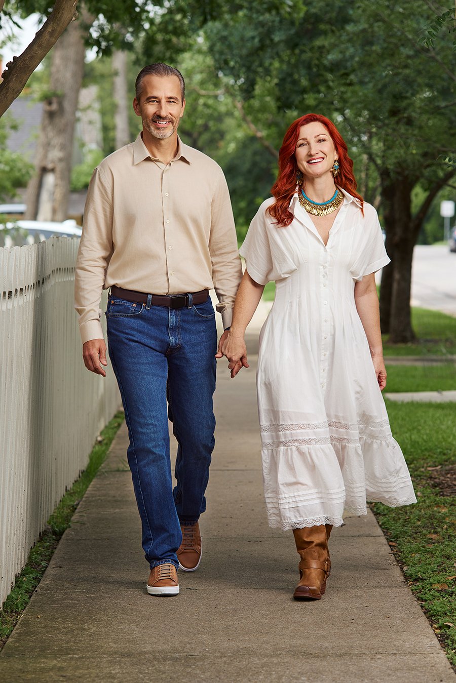 Austin real estate partners walking together during their lifestyle branding session
