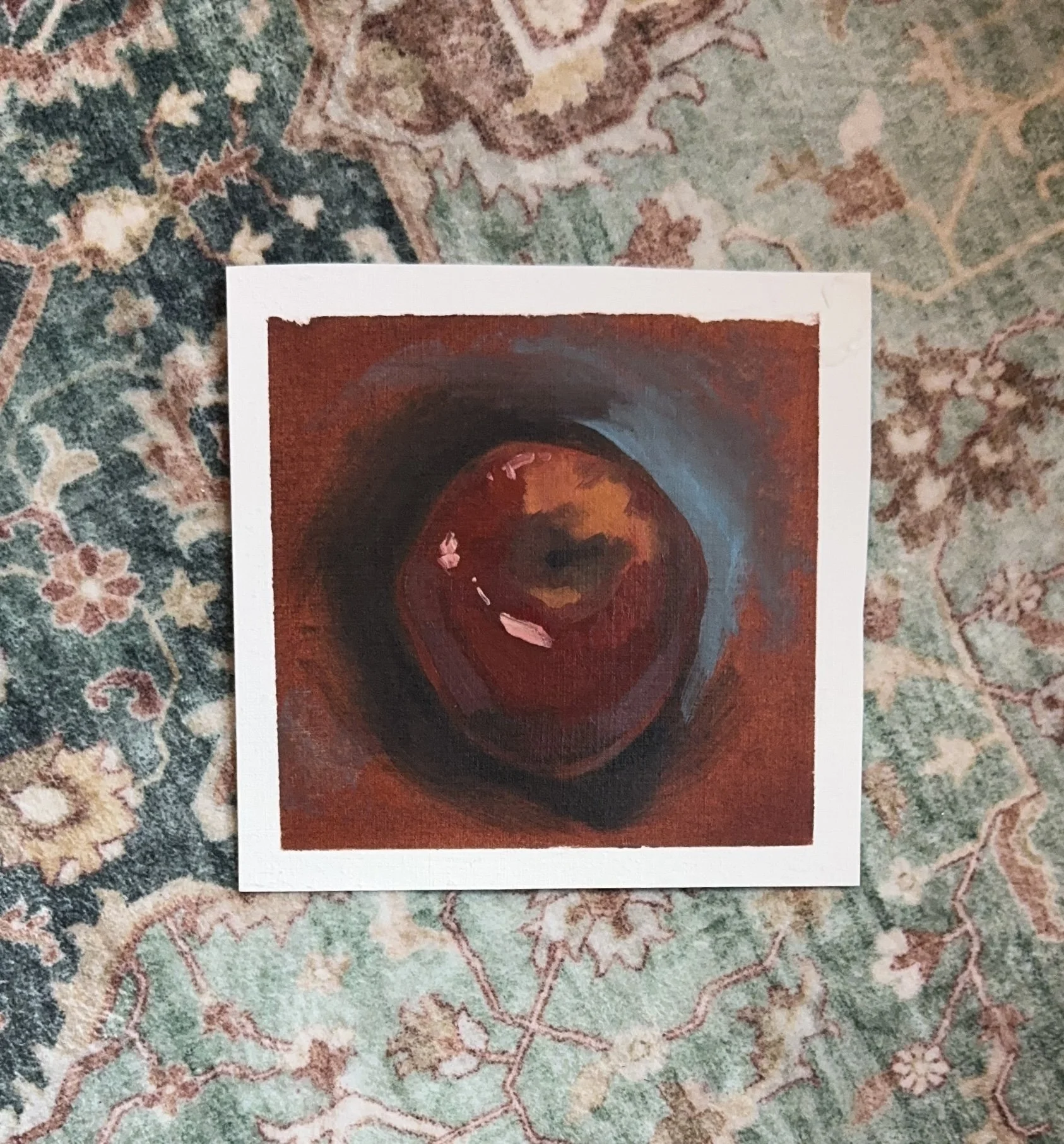 Apple, Oil on Paper, 4x4" - $30