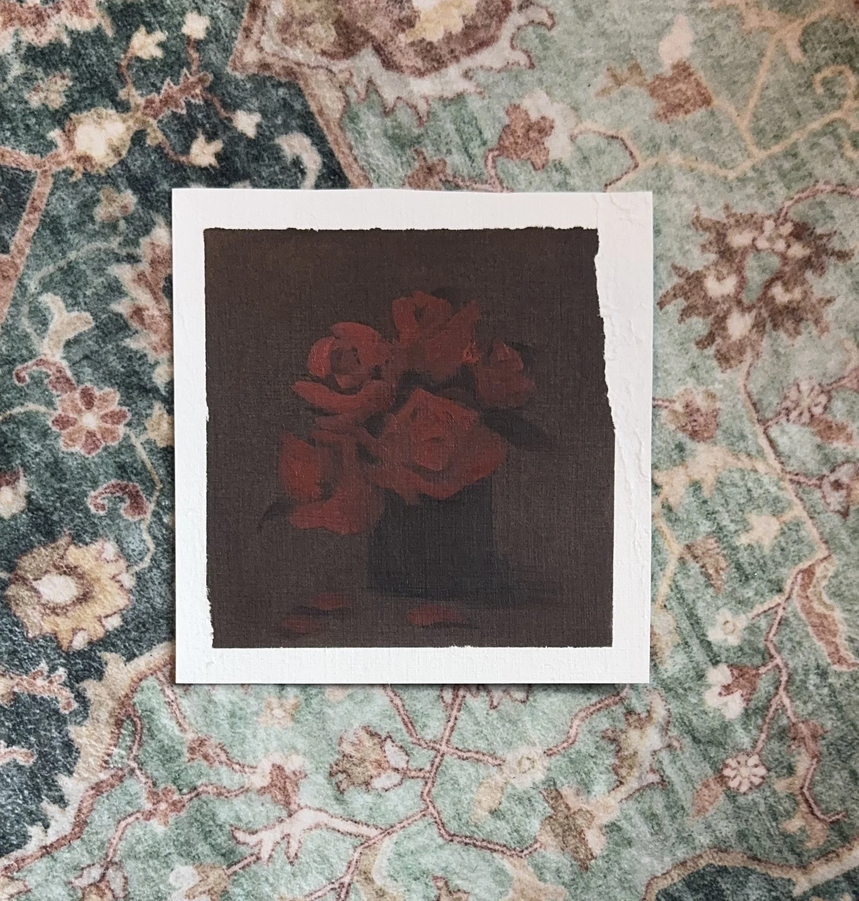 Roses Study, Oil on Paper, 4x4" - $30