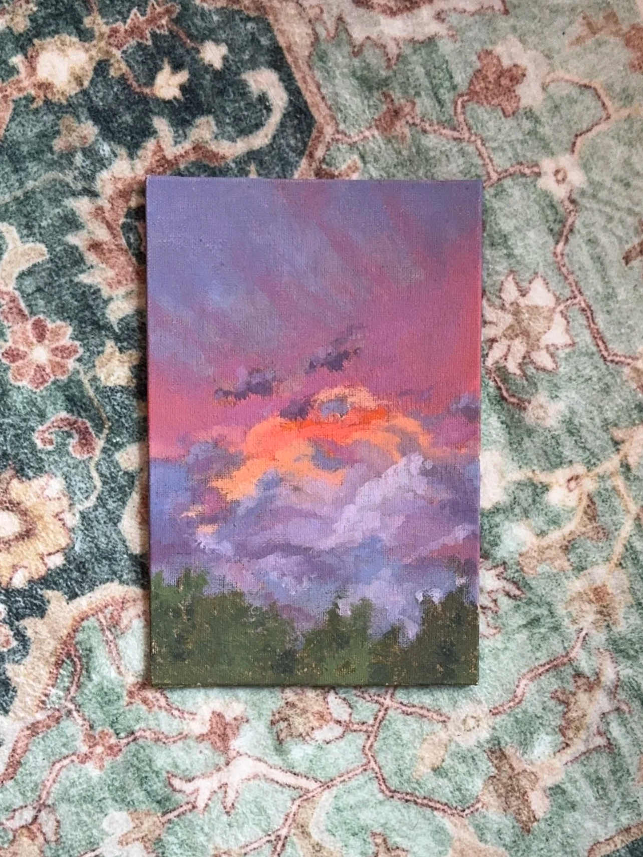 Nebraska Sky, Oil on Canvas Paper, 4x6" - $30
