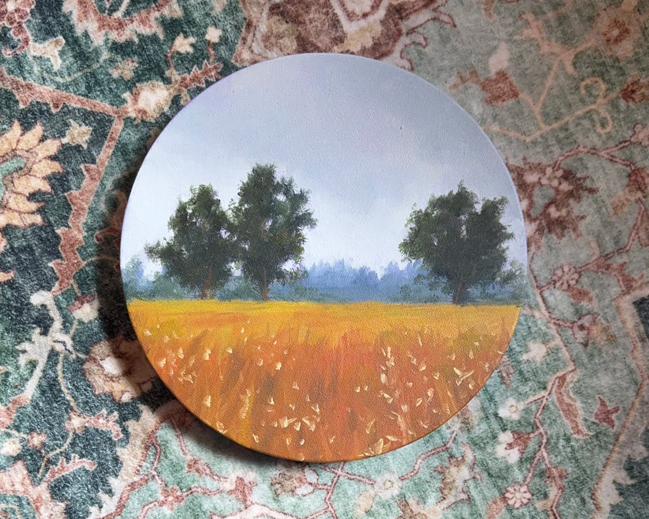 Harvest Landscape, Oil on Canvas, 5x5" - $250
