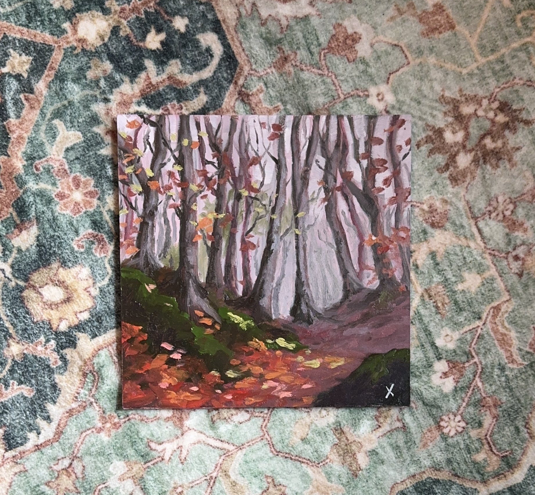 October Trees, Oil on Panel, 4x4" - $50