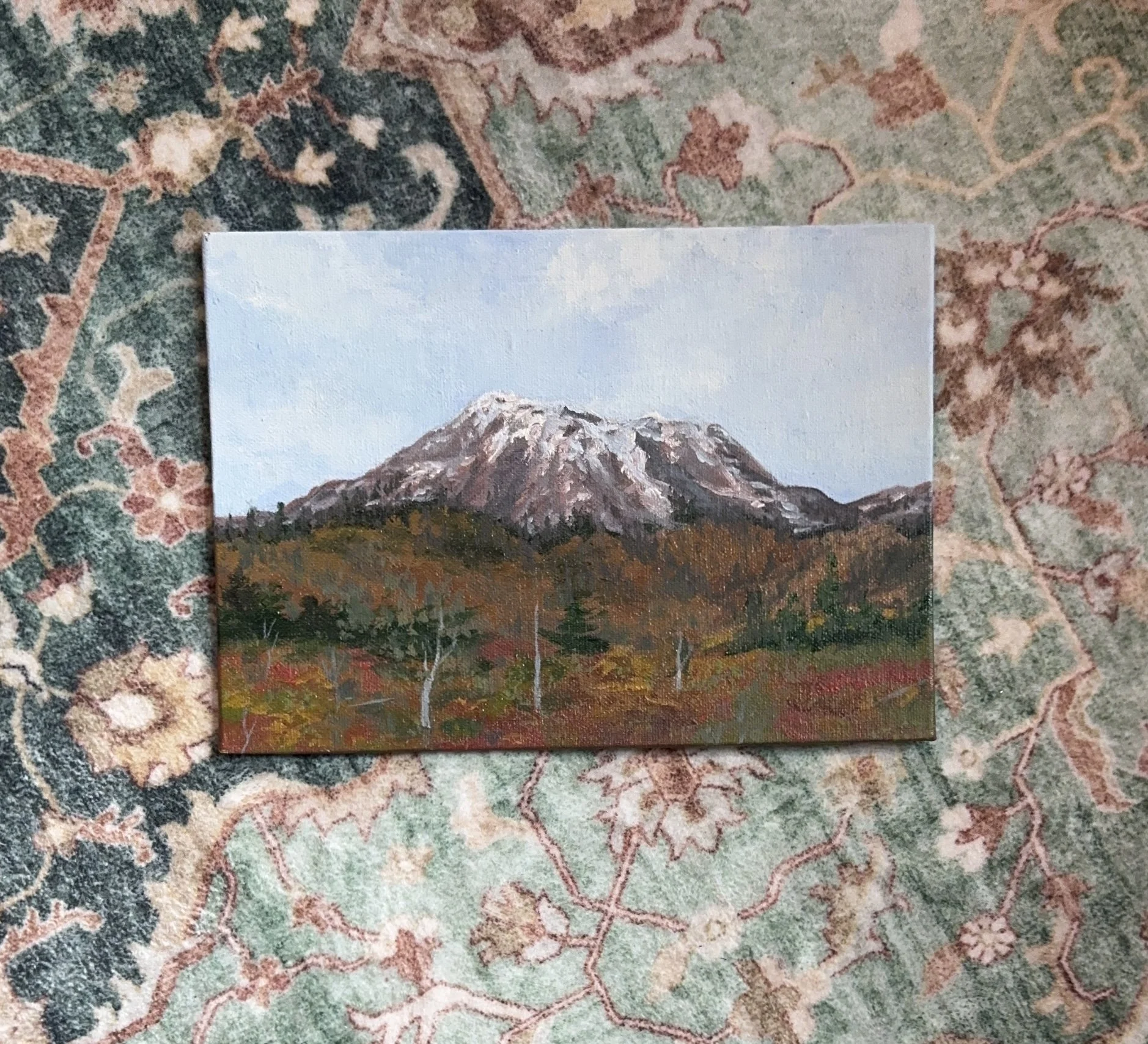 Mt. Tahoma in Fall, Oil on Panel, 5x7" - $80