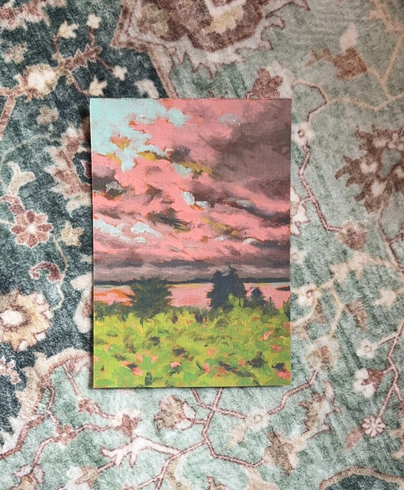 Seattle Spring Sky, Oil on Canvas Paper, 4x6" - $30