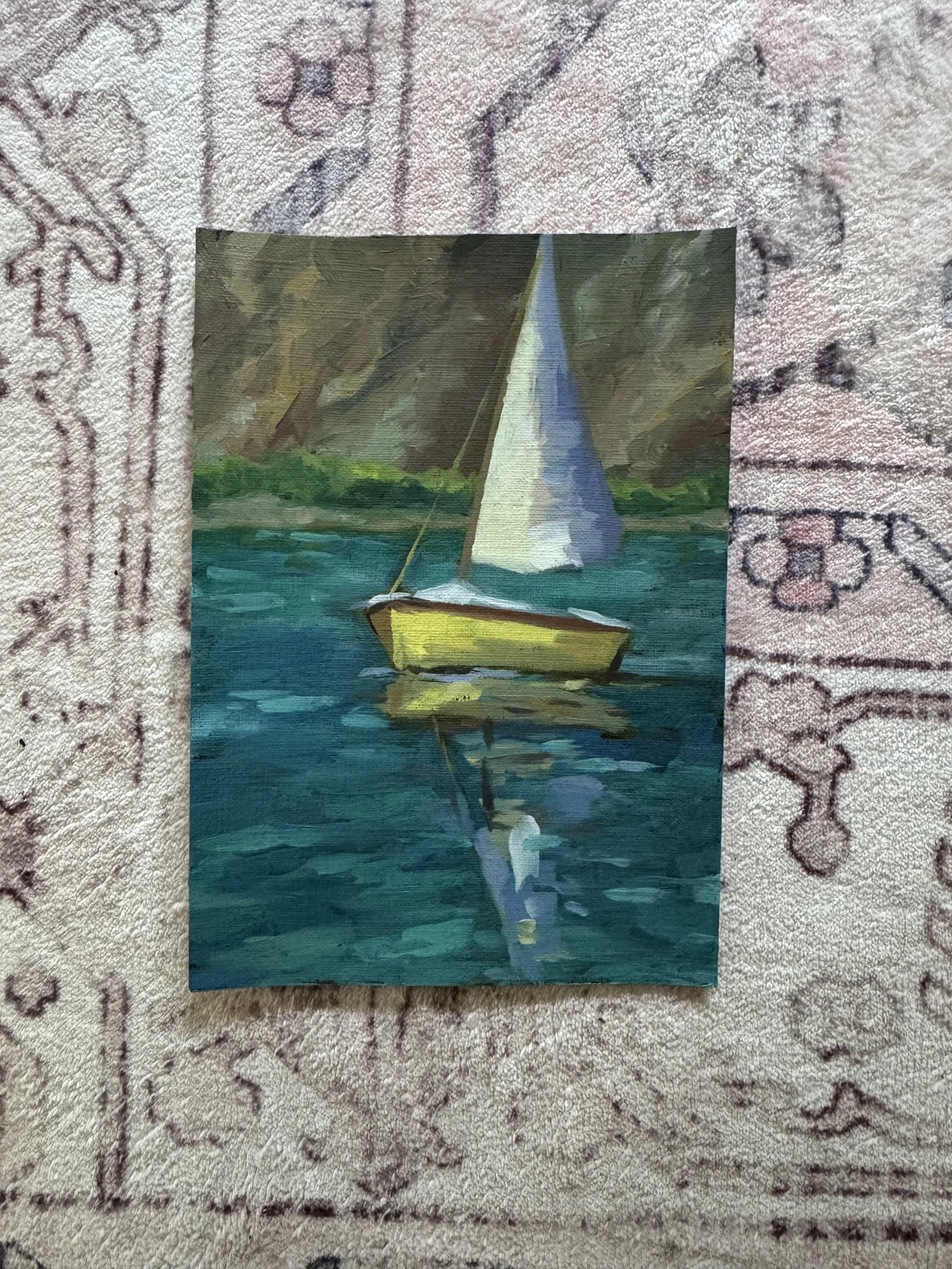 Sail, Oil on Paper, 4x6" - $30