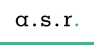 Tekst op witte achtergrond: 'a.s.r.' met een groene stip ernaast.