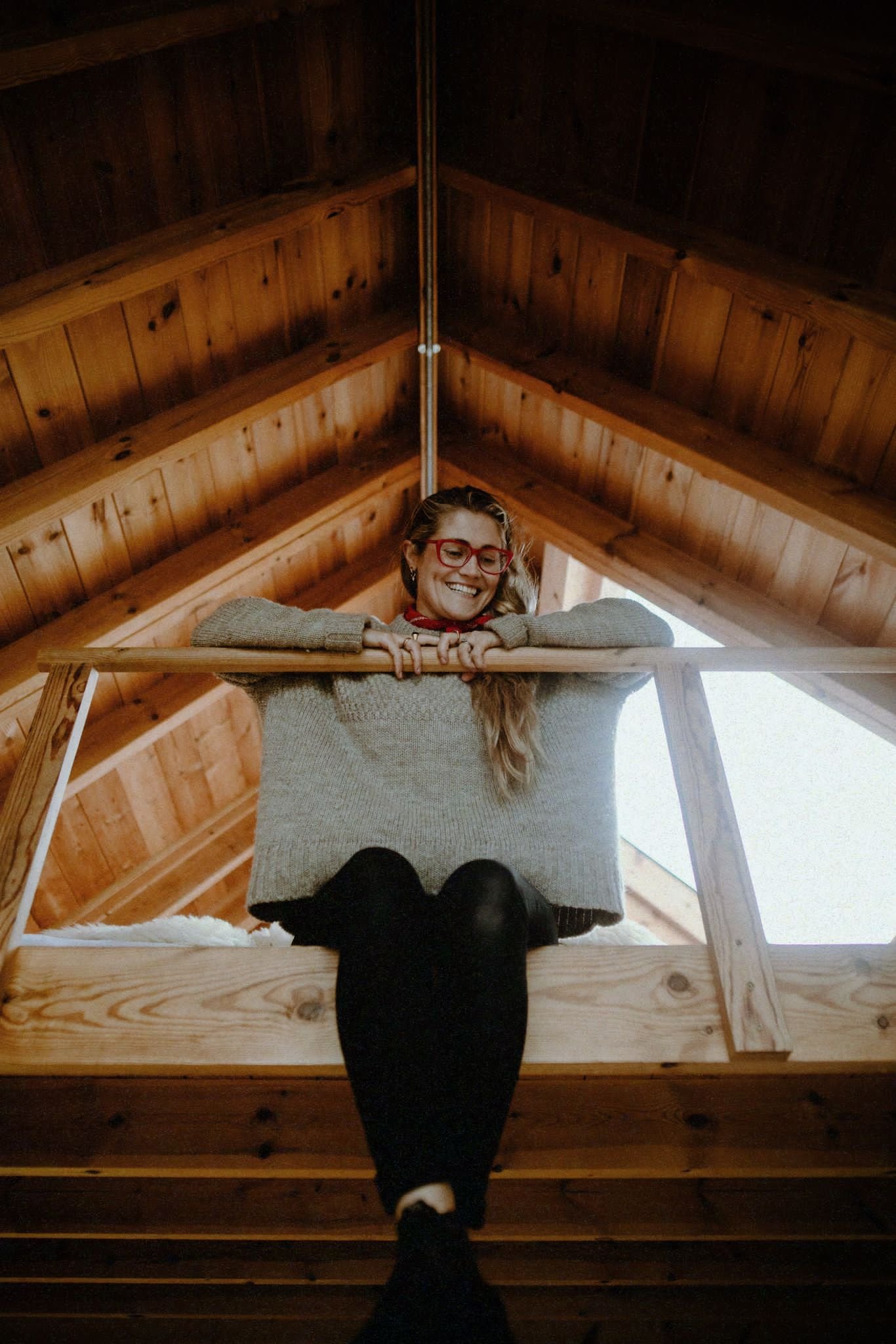 guardswell farm founder anna lamotte on the mezzanine inside the infield hut