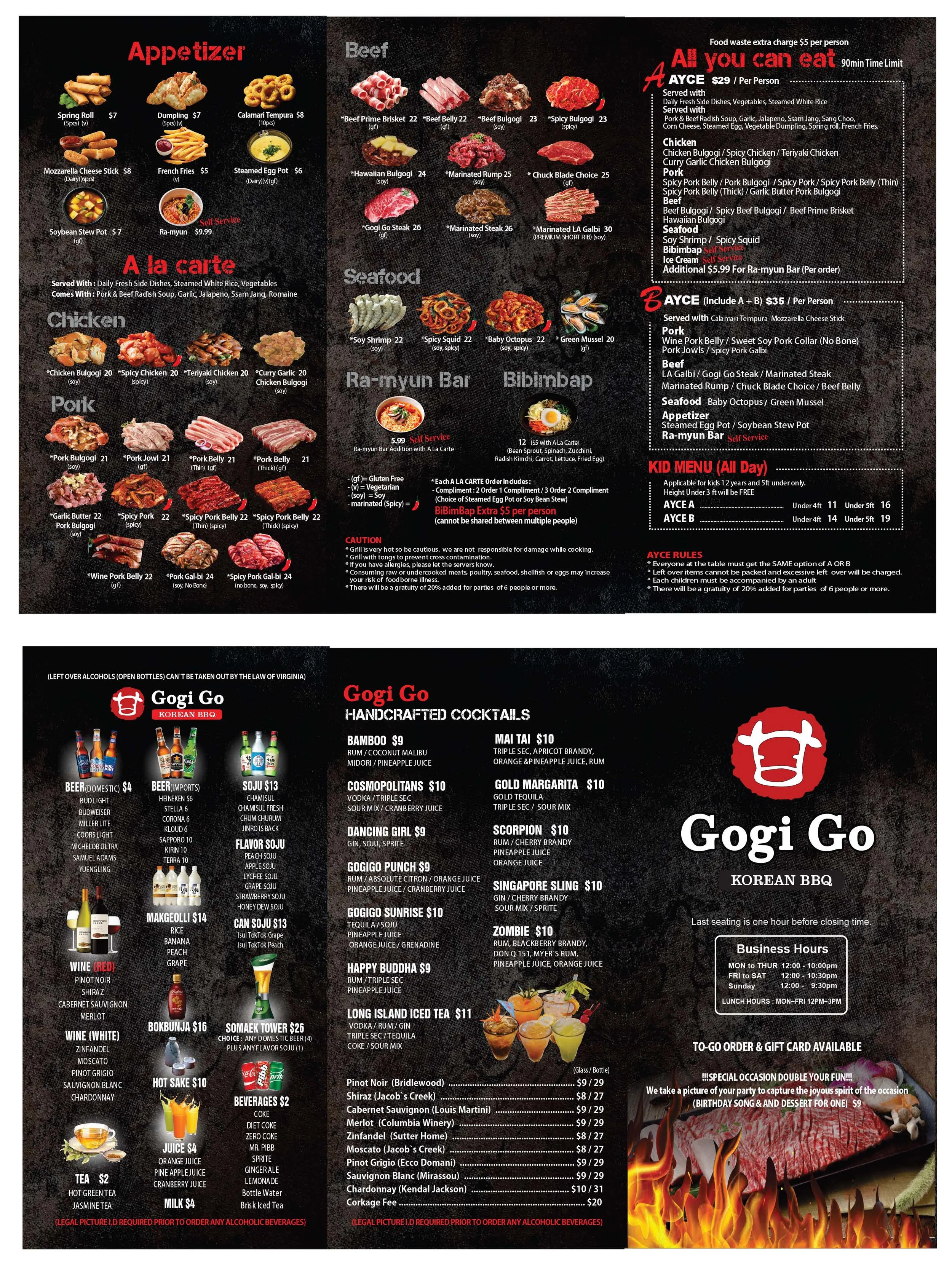 Korean Restaurant Menu