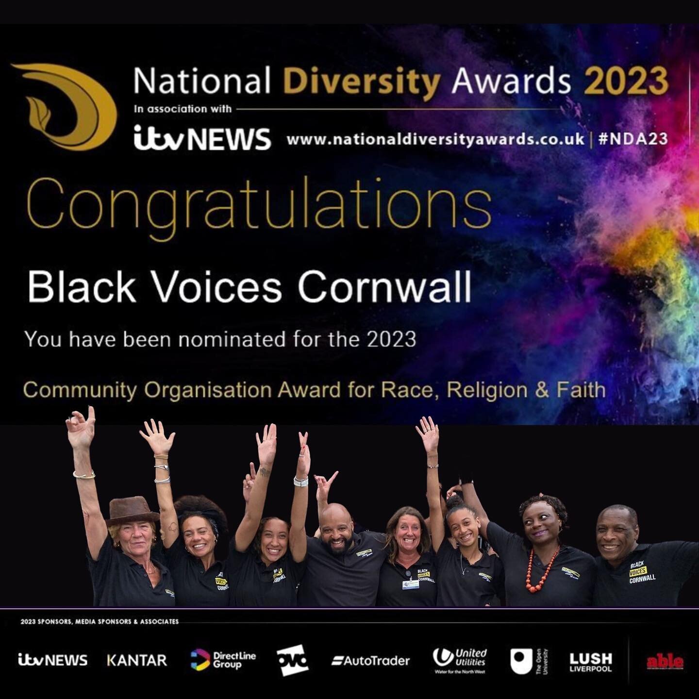 Congratulations to @blackvoicescornwall!! 

Nominated for the &lsquo;Community Organisation Award for Race, Religion &amp; Faith&rsquo; @ndawards - celebrating the excellent achievements of grass-root communities that tackle the issues in today&rsquo