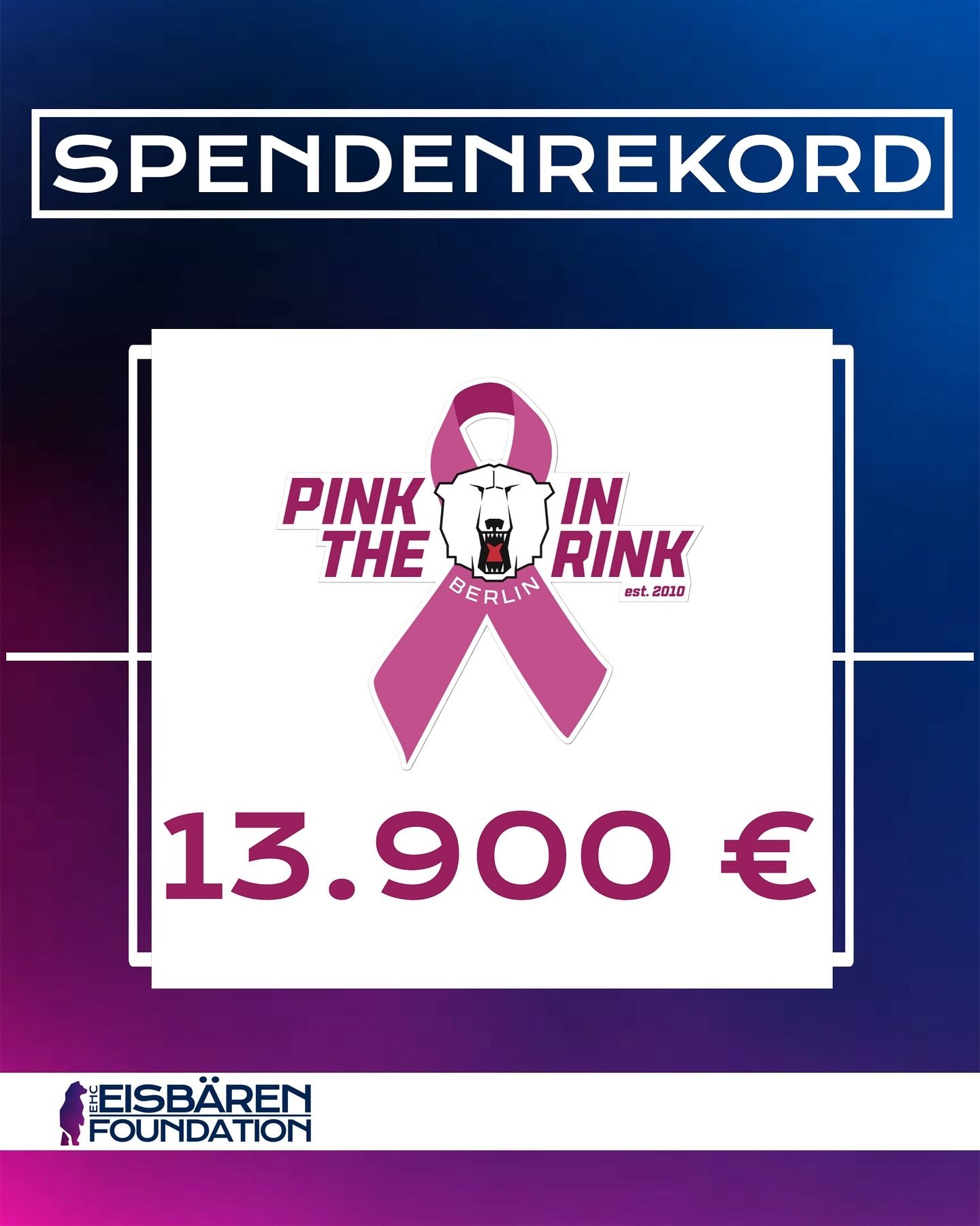 Beim gestrigen Pink in the Rink - Aktionsspieltag, waren in allen Etagen Sammler:innen unterwegs, um eure Spenden zusammenzutragen und dies enorm erfolgreich. Noch nie wurde an einem Heimspiel, so viel Geld gespendet! 13.900&euro; sind durch euch zus