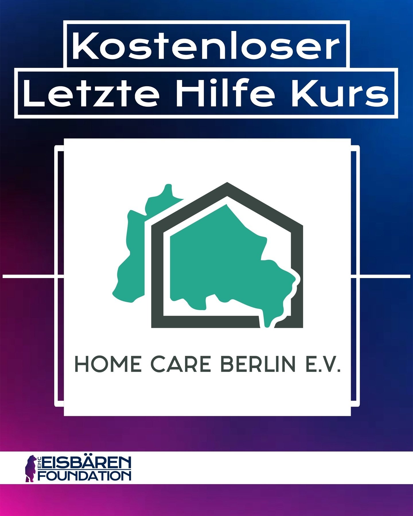 Home Care Berlin e.V. ist ein Empf&auml;ngerverein, der seit vielen Jahren bei &bdquo;Pink in the Rink&ldquo; dabei ist.
Nun m&ouml;chte @homecareberlin den @eisbaerenberlin - Fans etwas zur&uuml;ckgeben und bietet einen ihrer Kurse kostenlos an. Um 