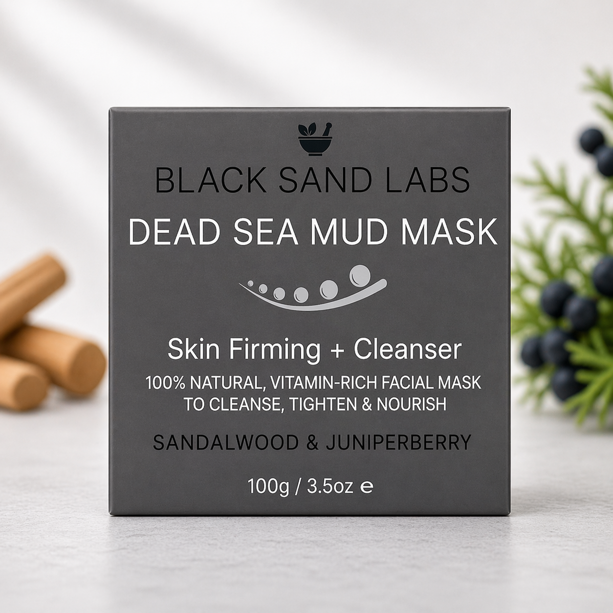 Dead Sea Mud Mask for Men - Skin Firming & Cleanser - Sandalwood & Juniperberry