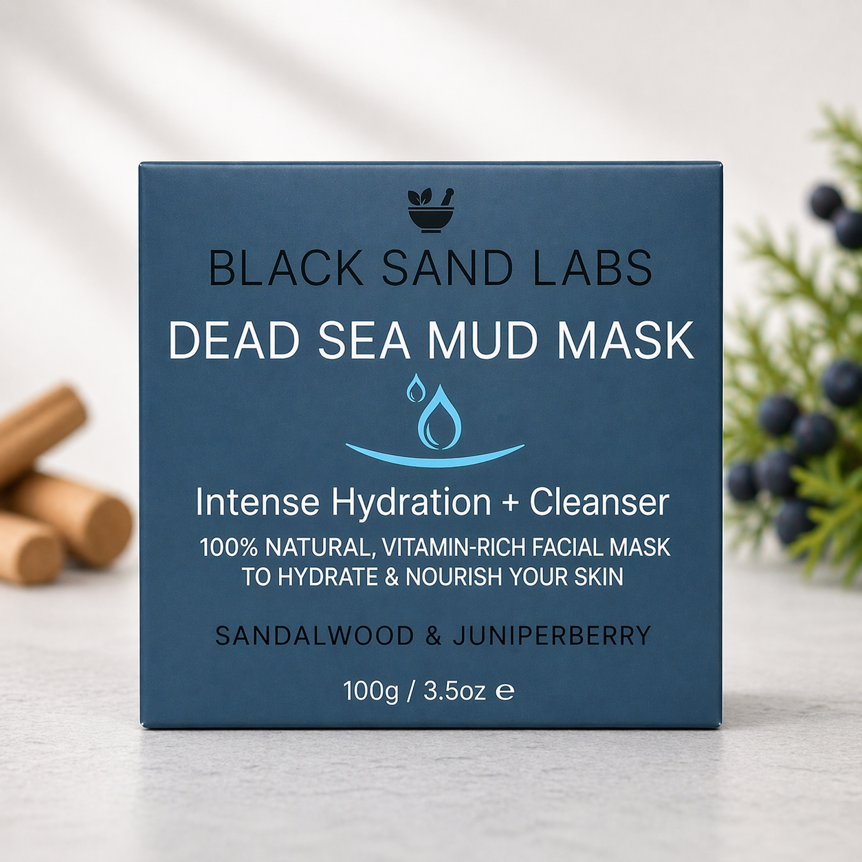 Dead Sea Mud Mask for Men - Intense Hydration & Cleanser - Sandalwood & Juniperberry