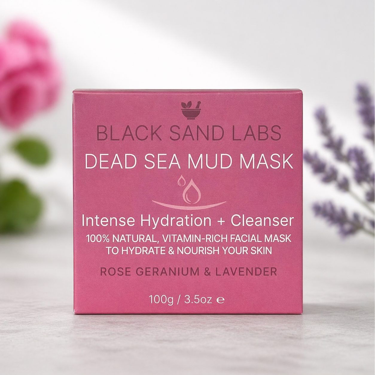 Dead Sea Mud Mask - Intense Hydration & Cleanser - Rose Geranium & Lavender
