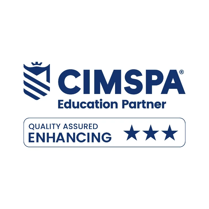 CIMSPA Education Partner logo with stars and the words 'Quality Assured Enhancing'.