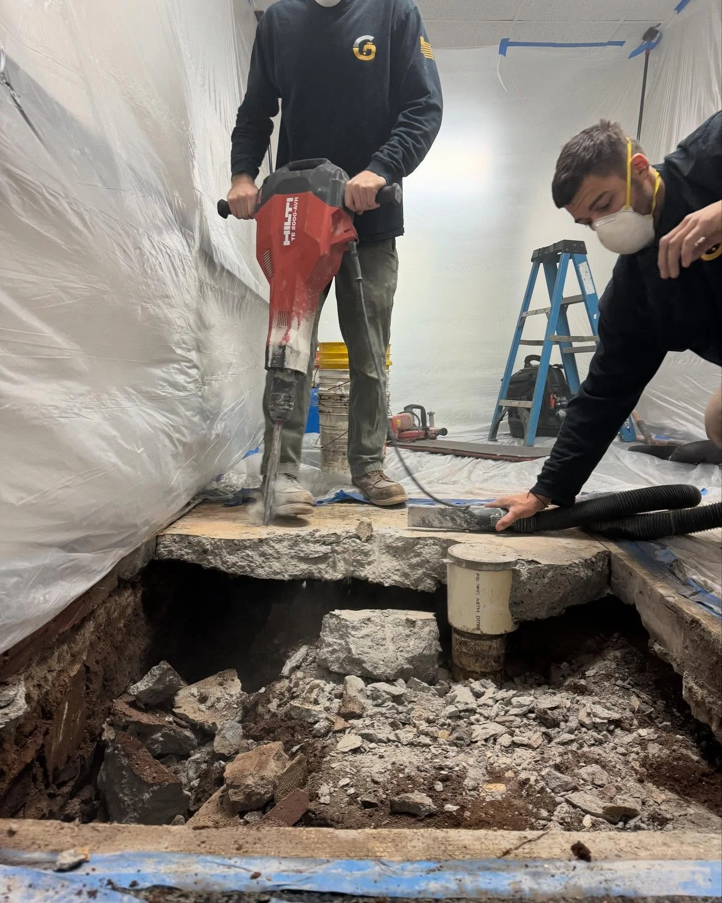 Another day, another emergency underground sewer line repair! We were able to locate broken 6&rdquo; pipe, repair and pour back concrete all in the same day to minimize down time for this apartment complex. We are set up with the proper equipment and