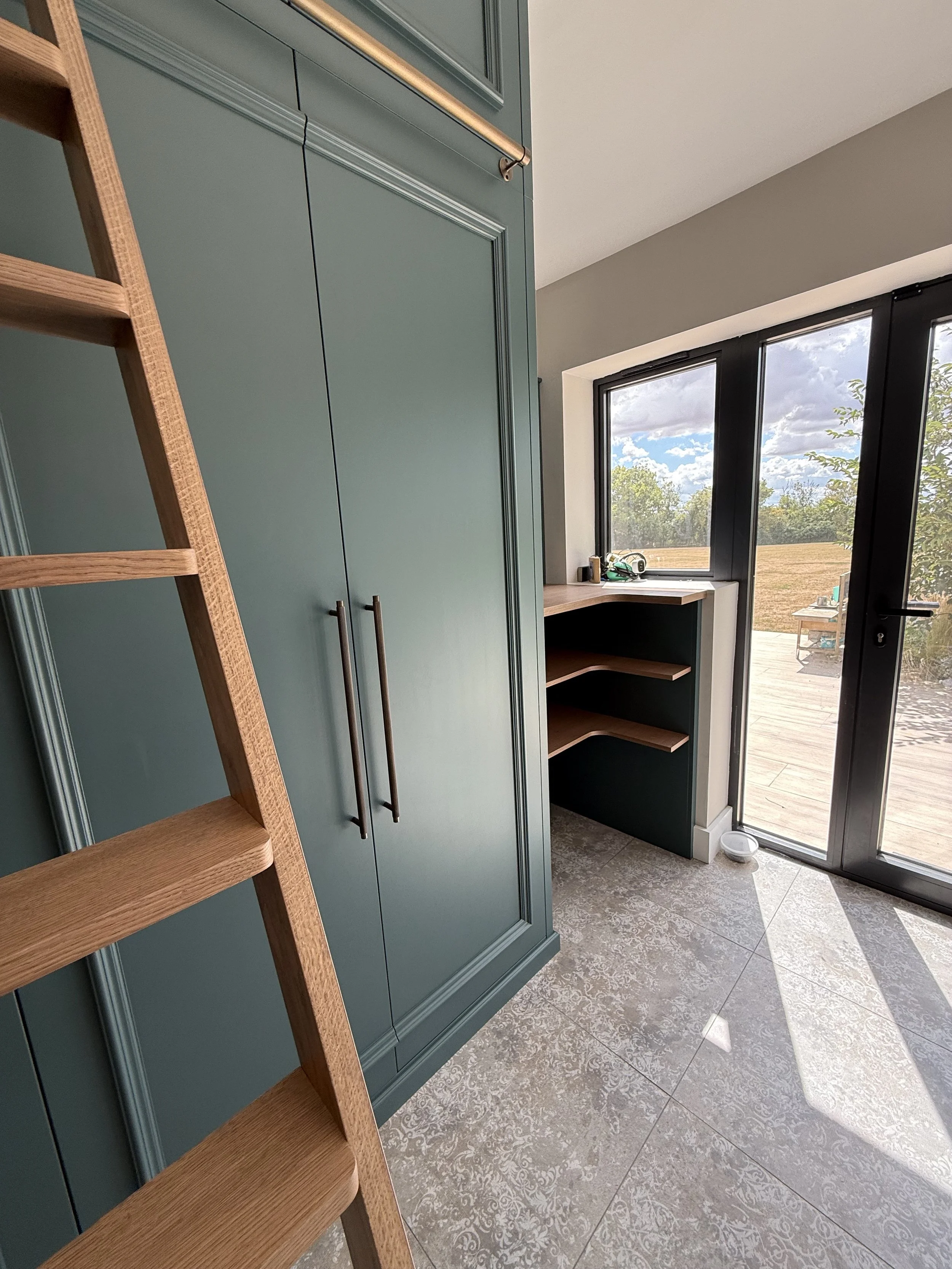 Solid oak ladder in boot room