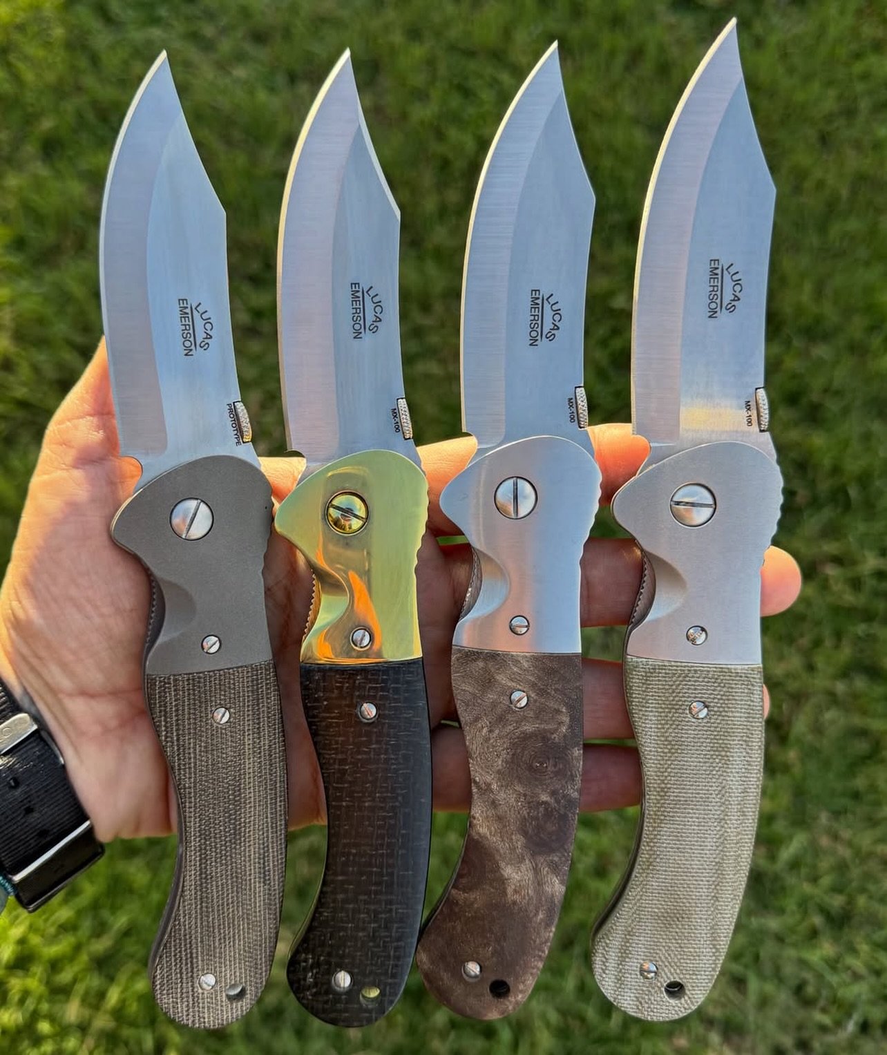 Repost from @kal0pr
&bull;
The MX-100 Handmade Customs by @emerson_archetype (far right from Blade ATL)
