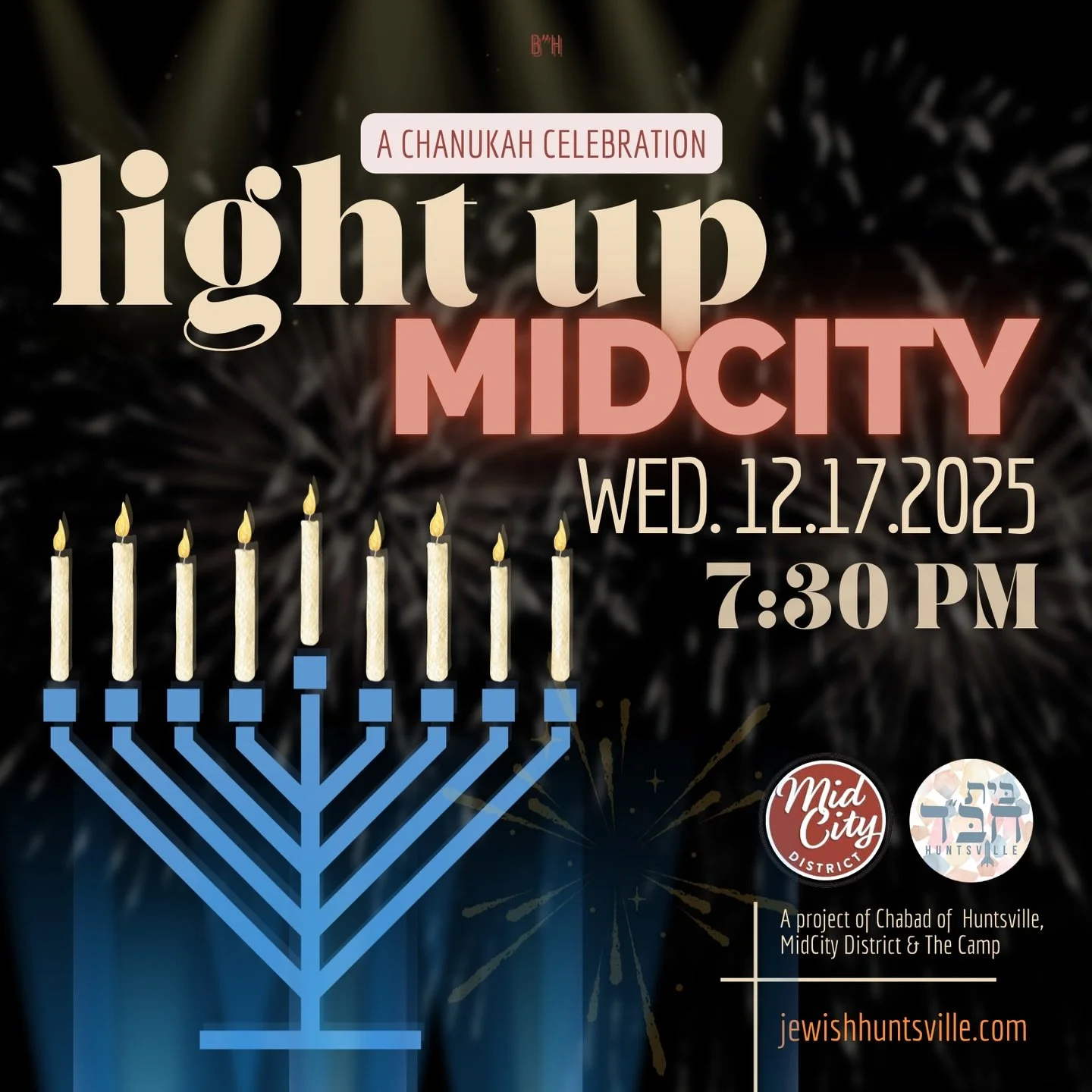 Join us for a special Hanukkah celebration, in collaboration with Chabad of Huntsville, @chabadhuntsville lighting the menorah at The Camp✨🕯️🕎🔥

🗓️December 17
⏰ 7:30pm

This FREE community event is open to ALL!
See you there!

📍 The Camp - 5909 