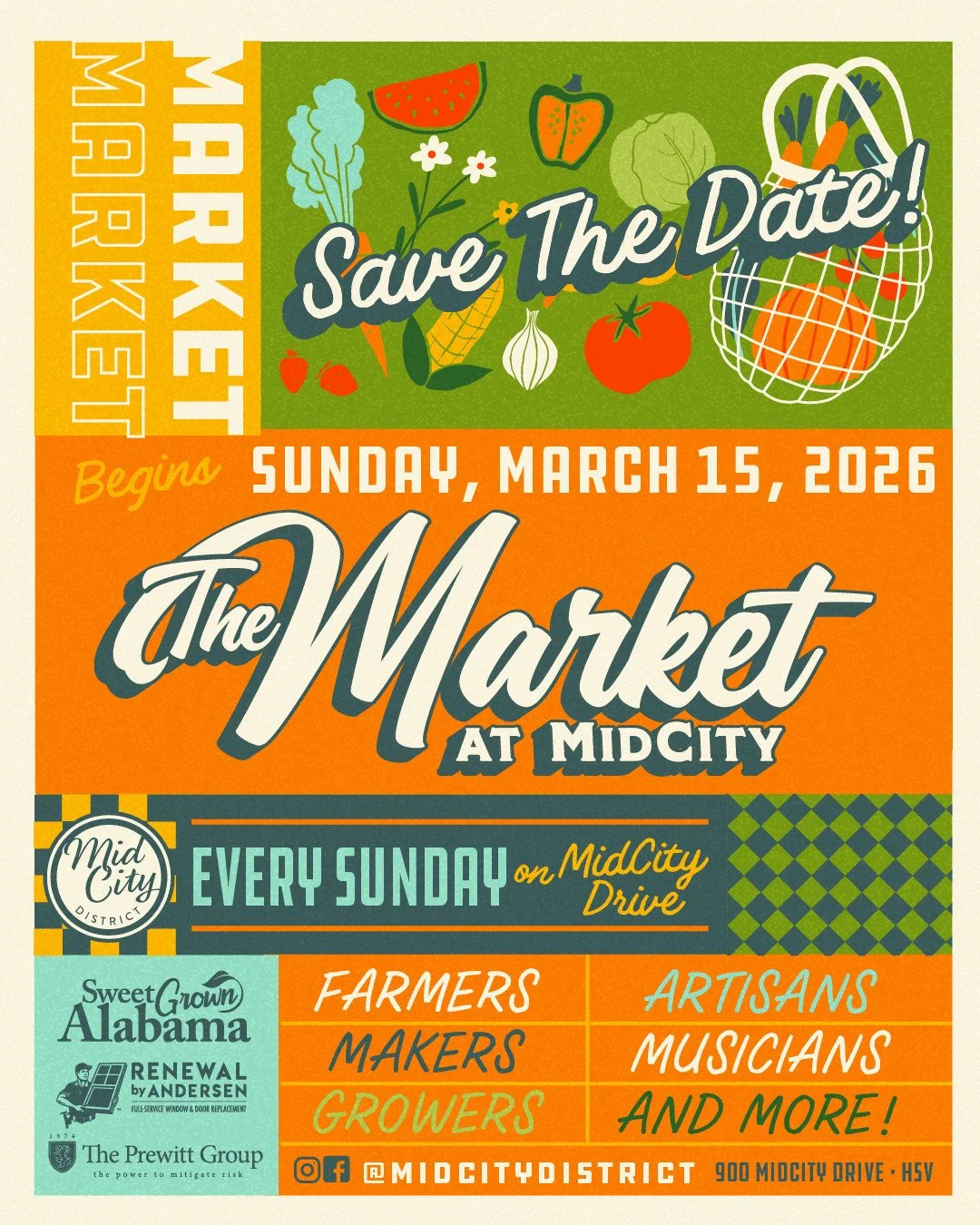 📣Just a little over 2 ✌️months until the 2026 Market at MidCity season kicks off. Mark your calendars and spread the word! 

📍 *NEW LOCATION THIS YEAR* Adjacent to Tupelo Honey, 900 MidCity Drive, Huntsville, AL 35806

We can&rsquo;t wait to shop s