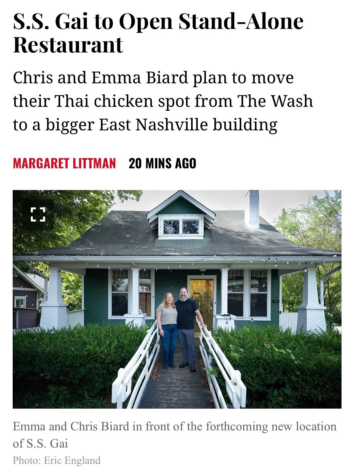 Big news in our little chicken world today 🍗
Thank you to @littmanwrites for sitting down with us and letting us talk about our new home and plans for SS Gai. We have found a brick and mortar just a couple blocks down the road and are so excited to 