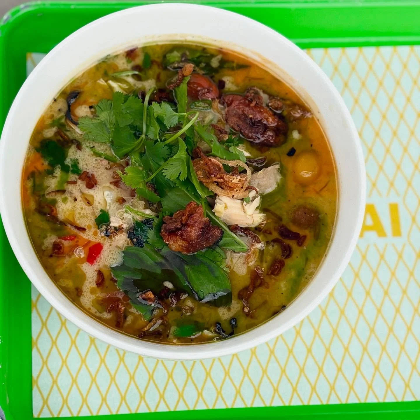 We bid farewell to Khao Soi last week so happy to be bringing back Tom Kha Gai this week! A lighter alternative perfect for this slow start to spring.
Packed full of preserved mushrooms, charred cabbage, chicken, gai lan &amp; plenty of green garlic 
