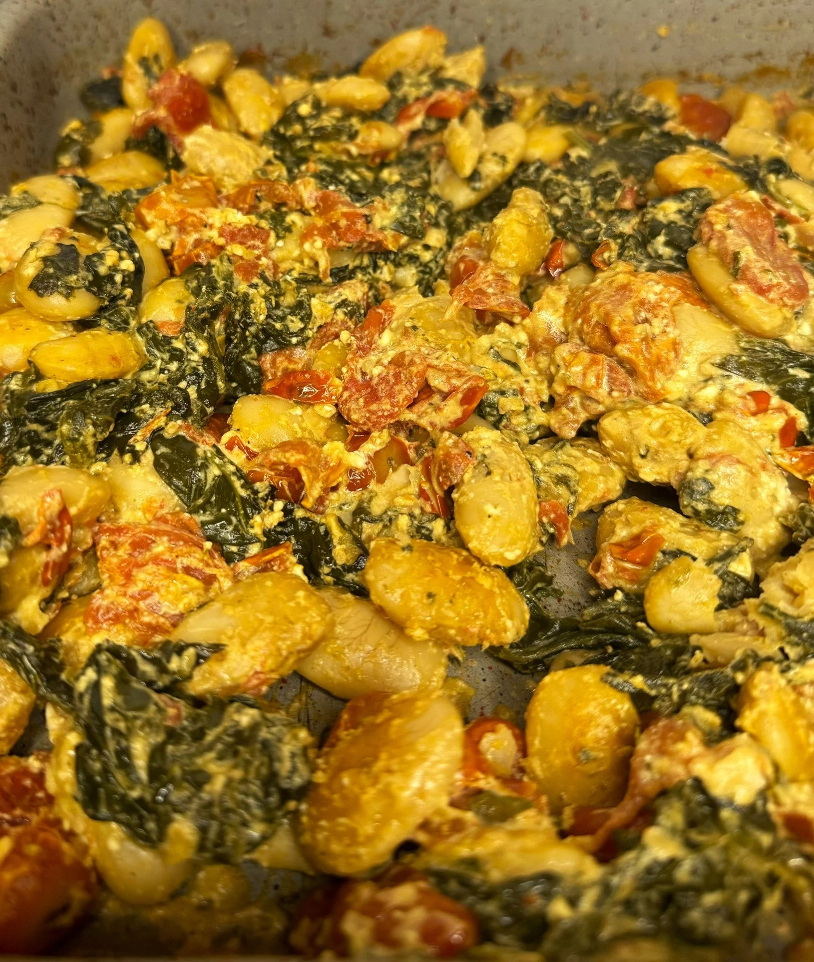 Γίγαντες στο φούρνο με φέτα και σπανάκι