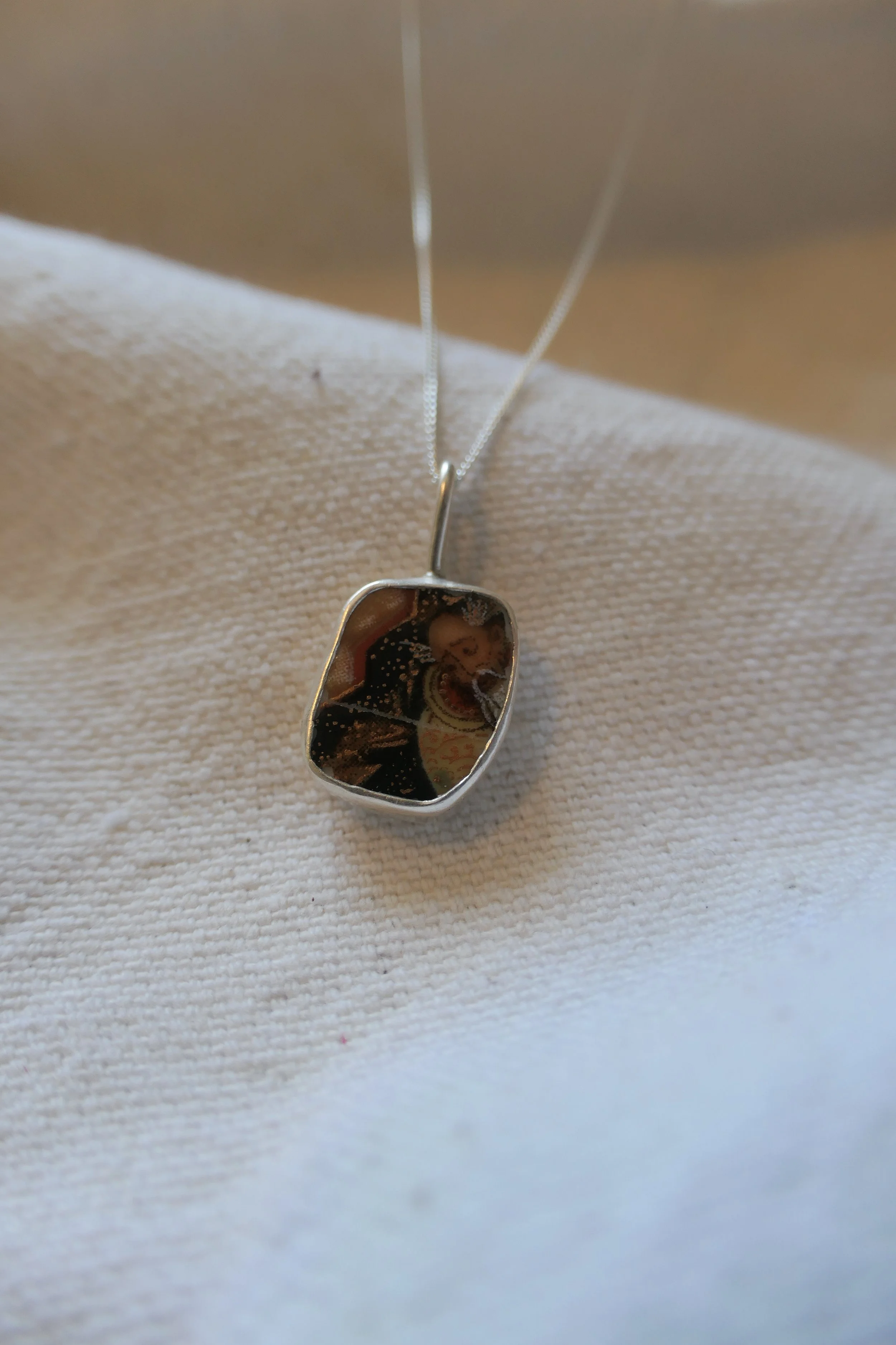 Bearded Man Vintage Pottery Necklace