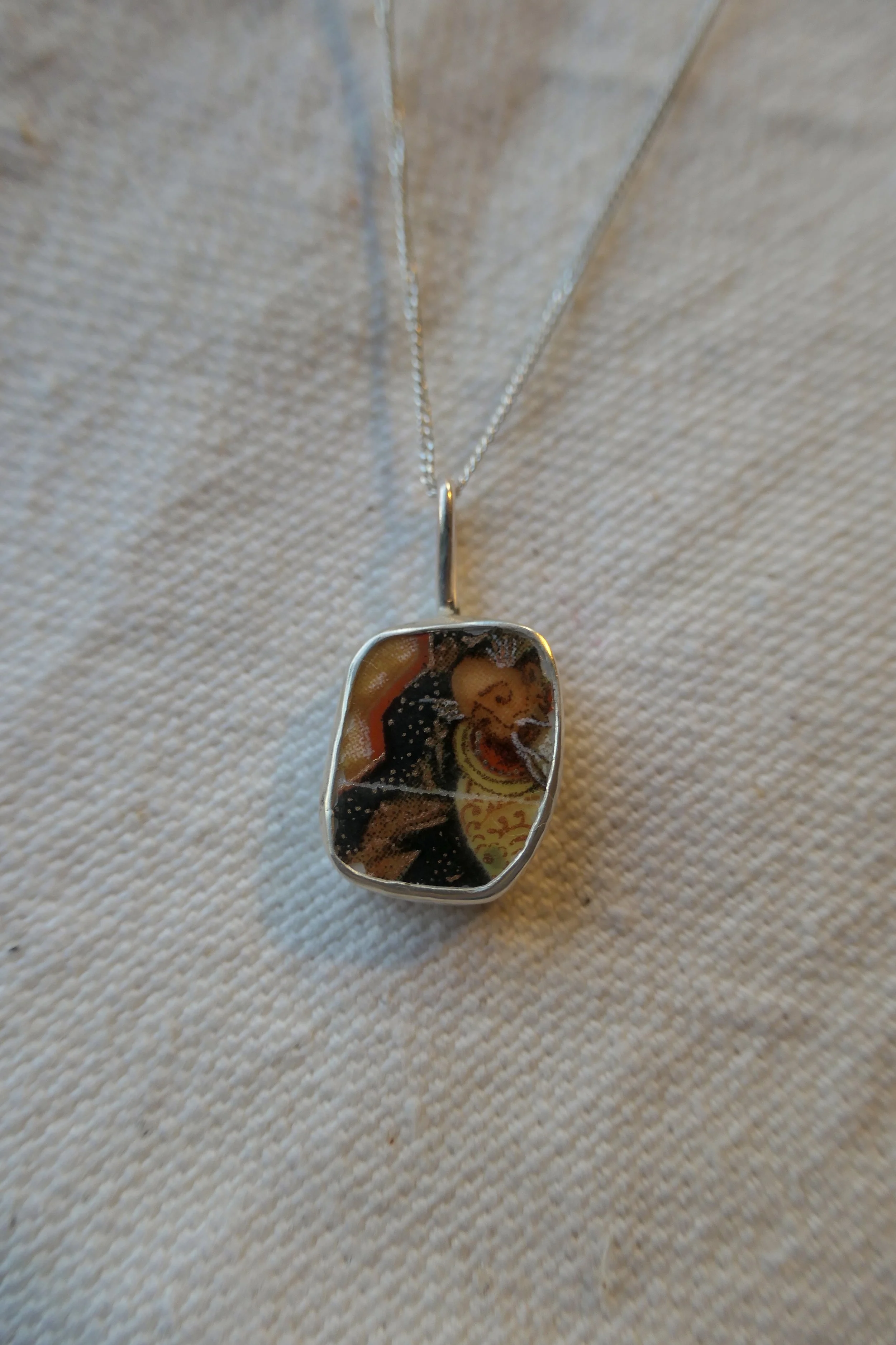 Moustache Man  | Vintage Pottery Necklace