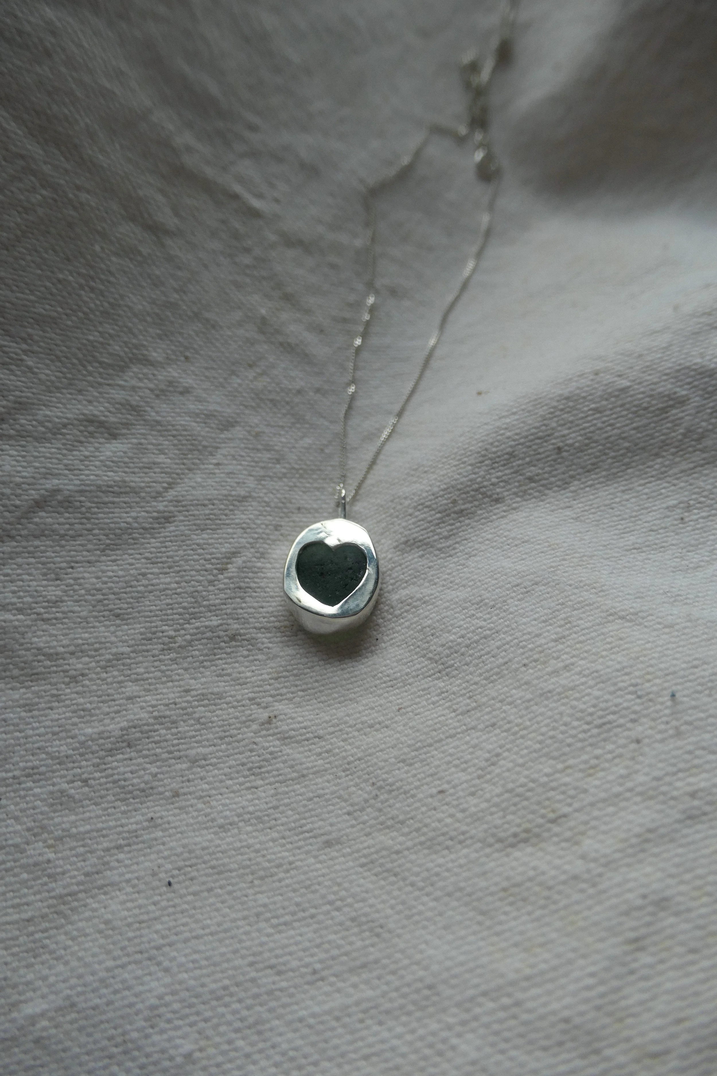 Green Heart Sea Glass Necklace