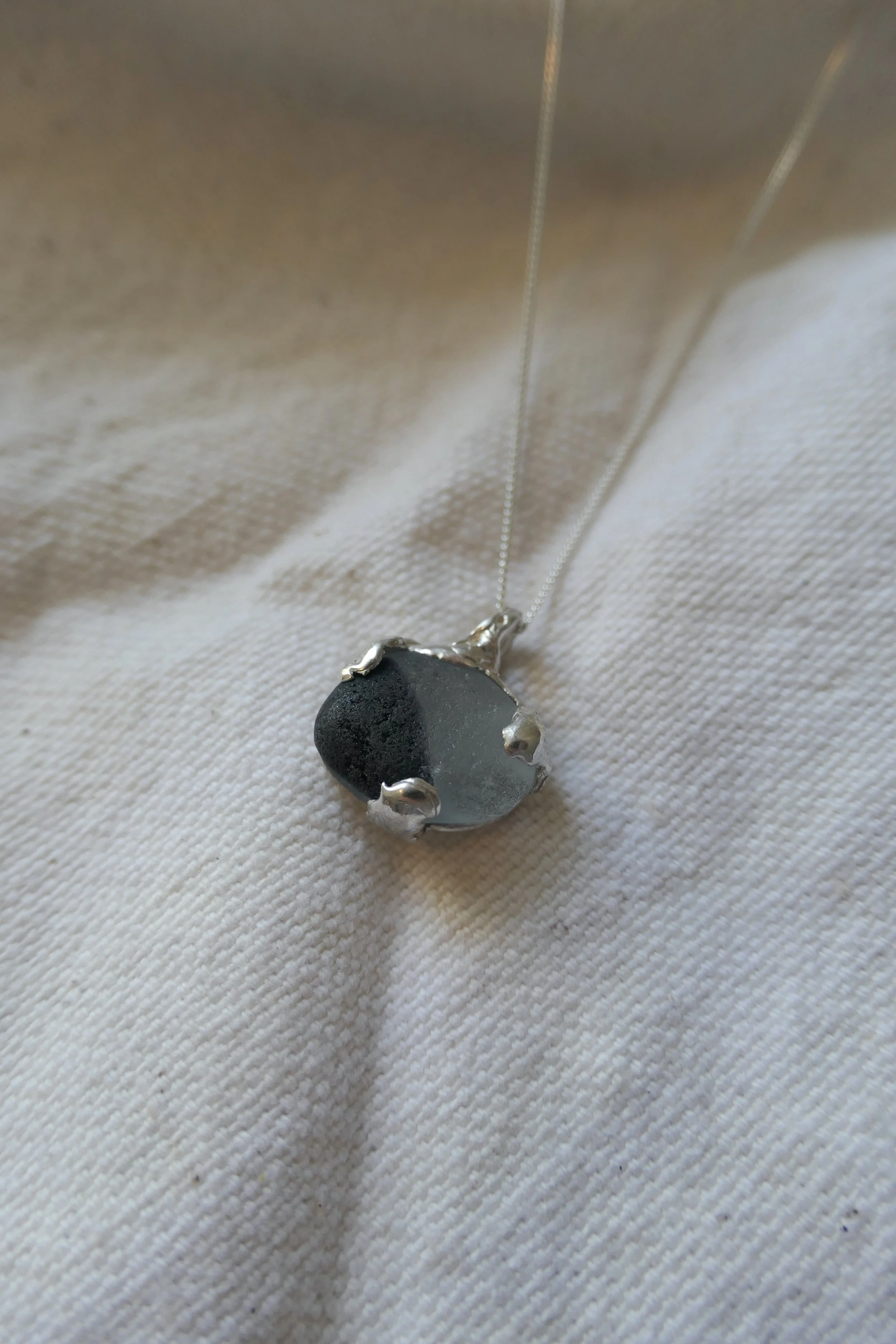 Organic Cast Blue Multi Sea Glass Necklace