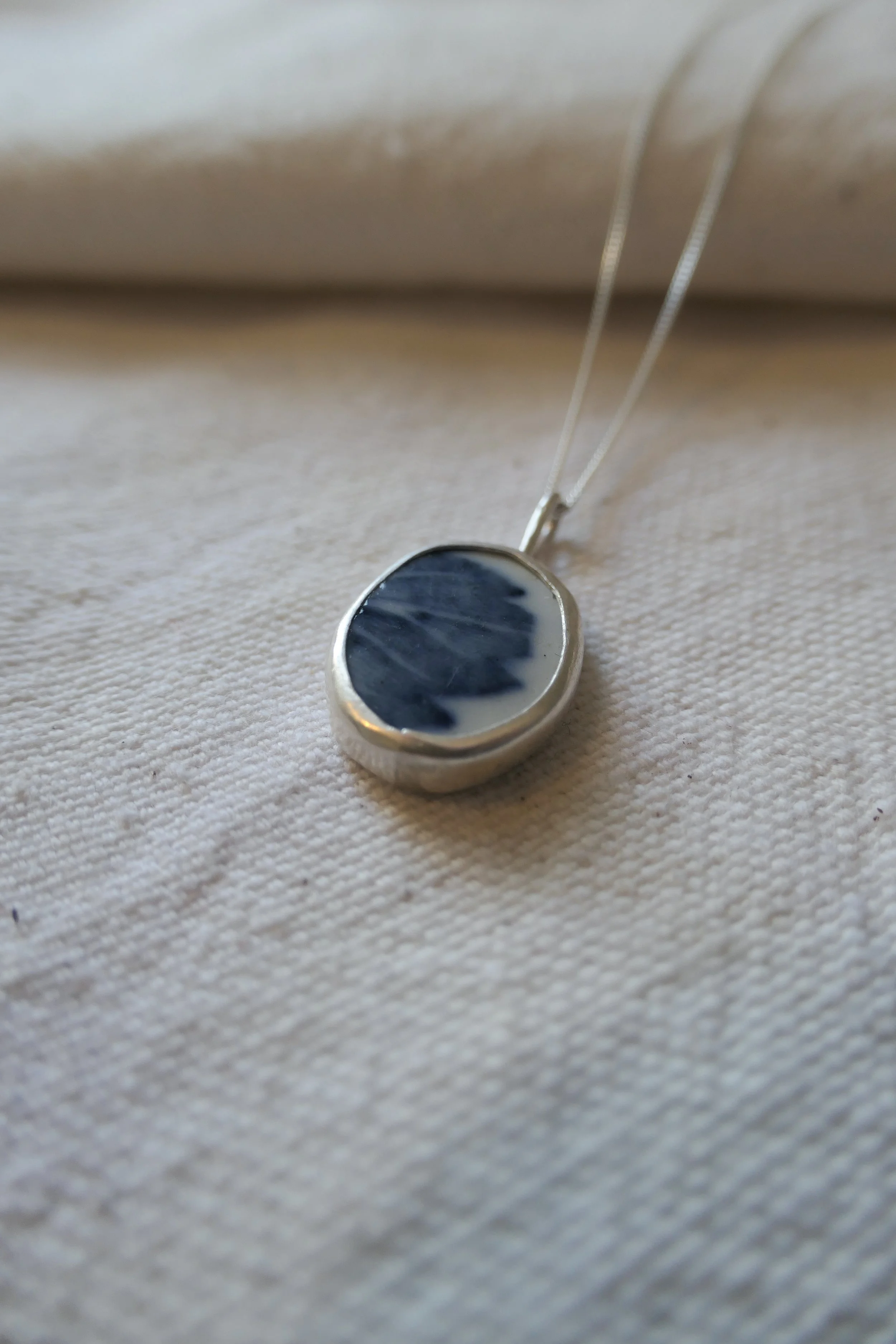 Blue/White Sea Pottery Necklace
