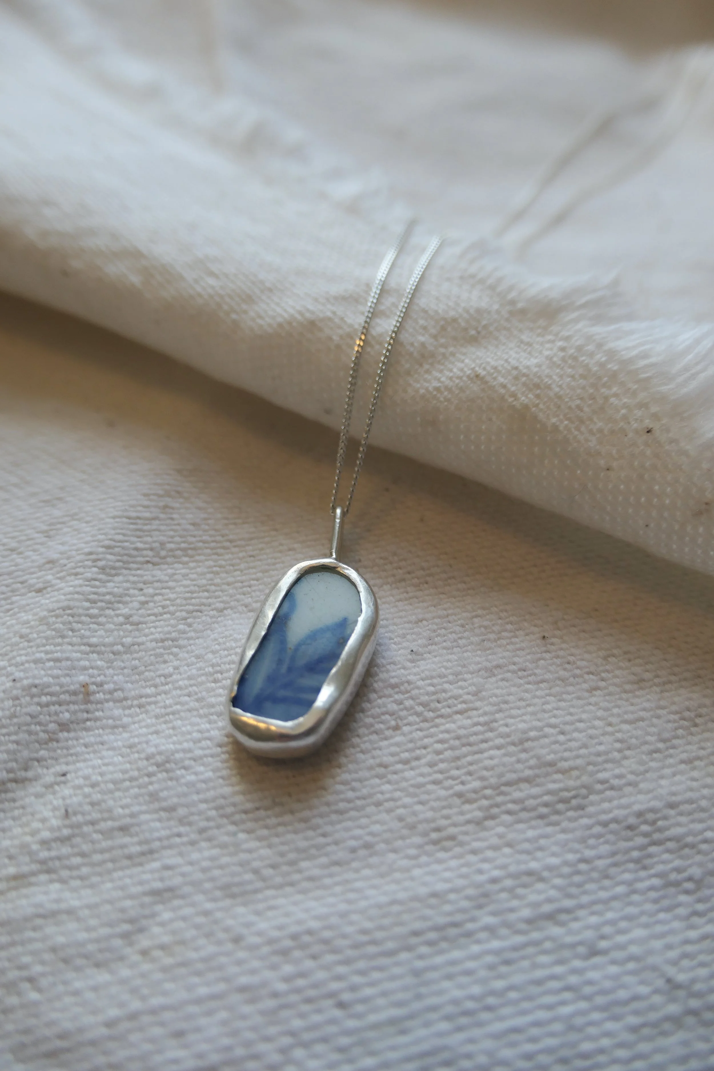 Blue/White Sea Pottery Necklace