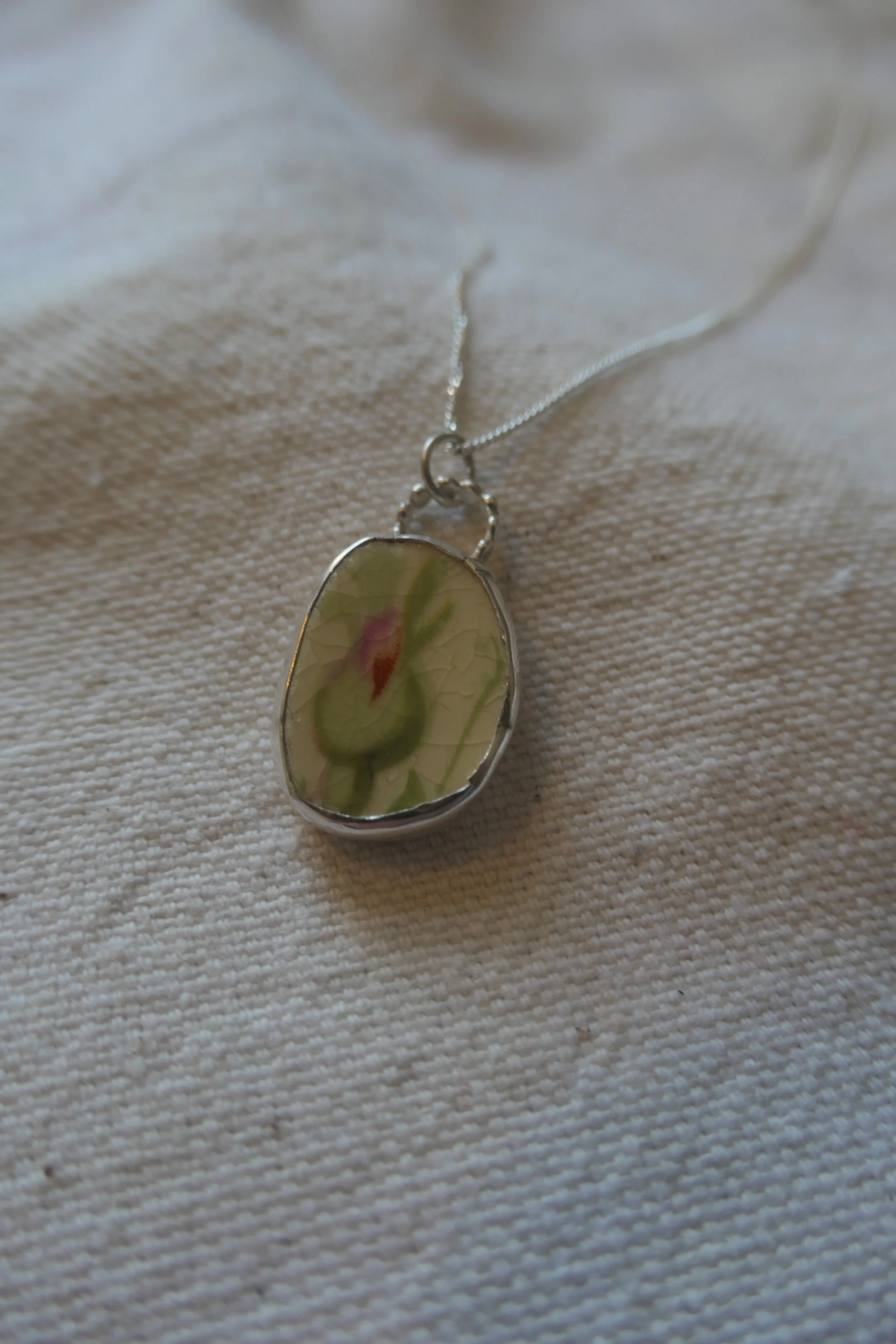 Flower Bud Vintage Pottery Necklace