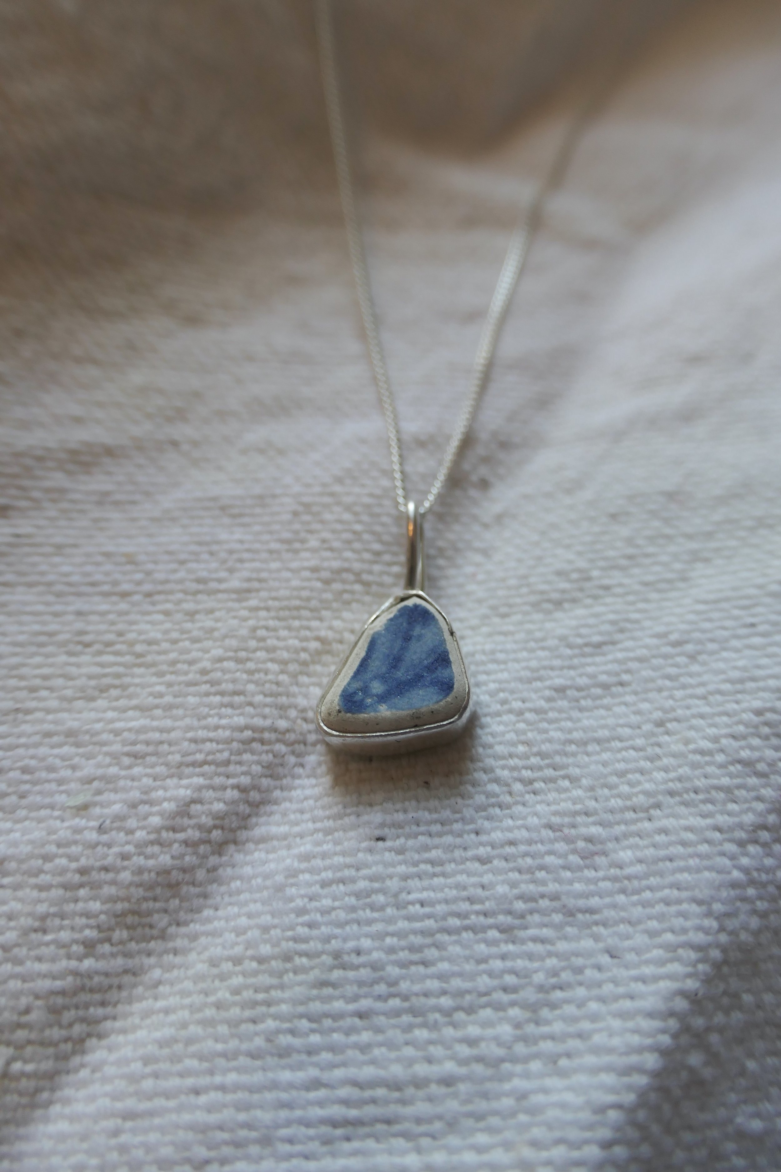 Little White/Blue Sea Pottery Necklace