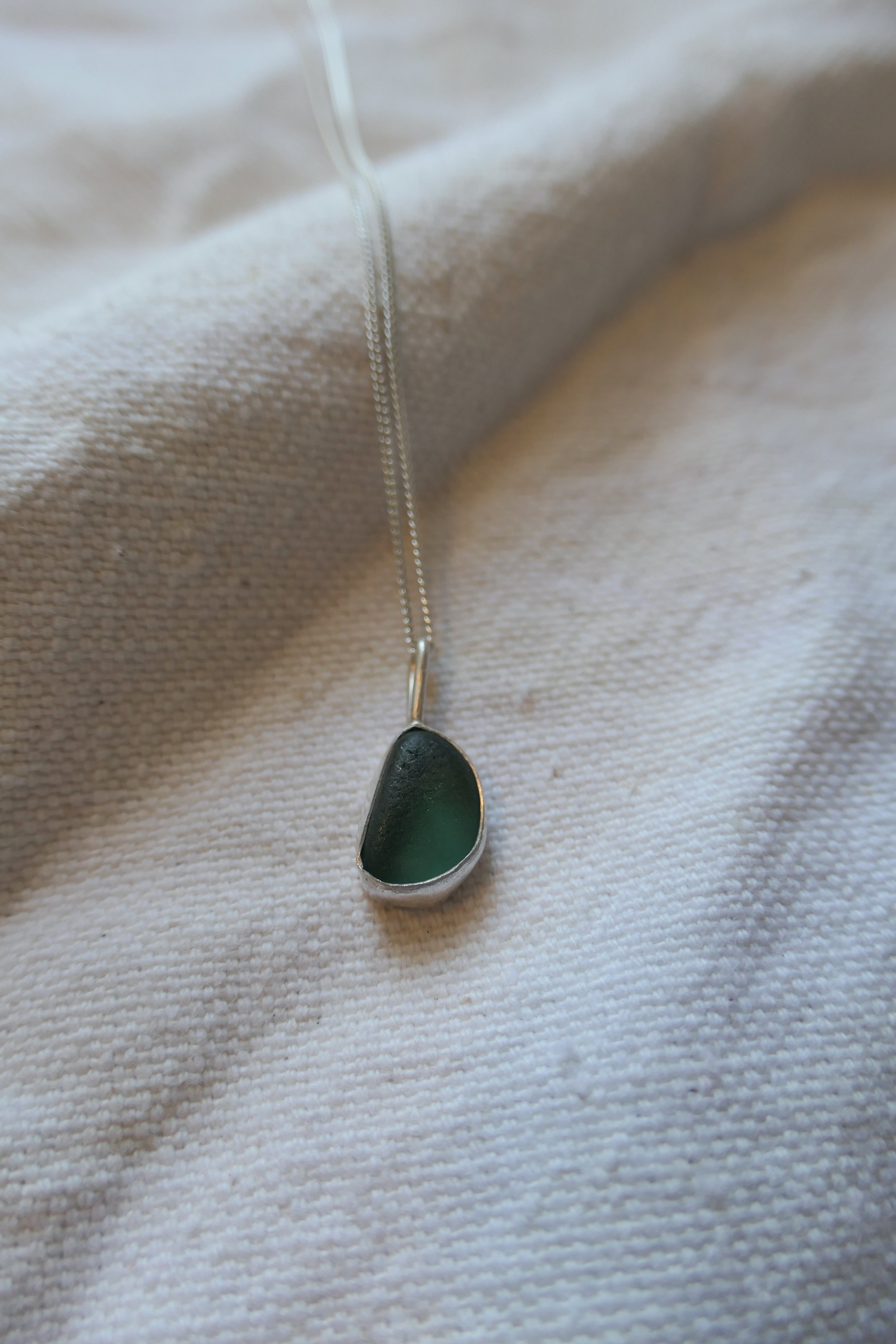 Rare Teal Sea Glass Necklace